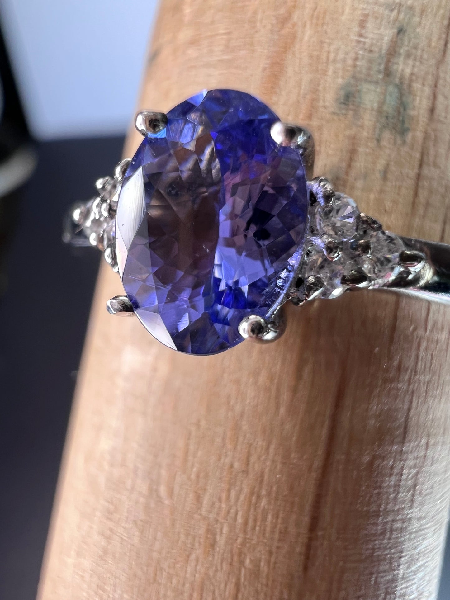 Tanzanite, Cambodian Zircon Ring in Platinum Over Sterling Silver, Fashion Rings For Women 1.10 ctw size 9