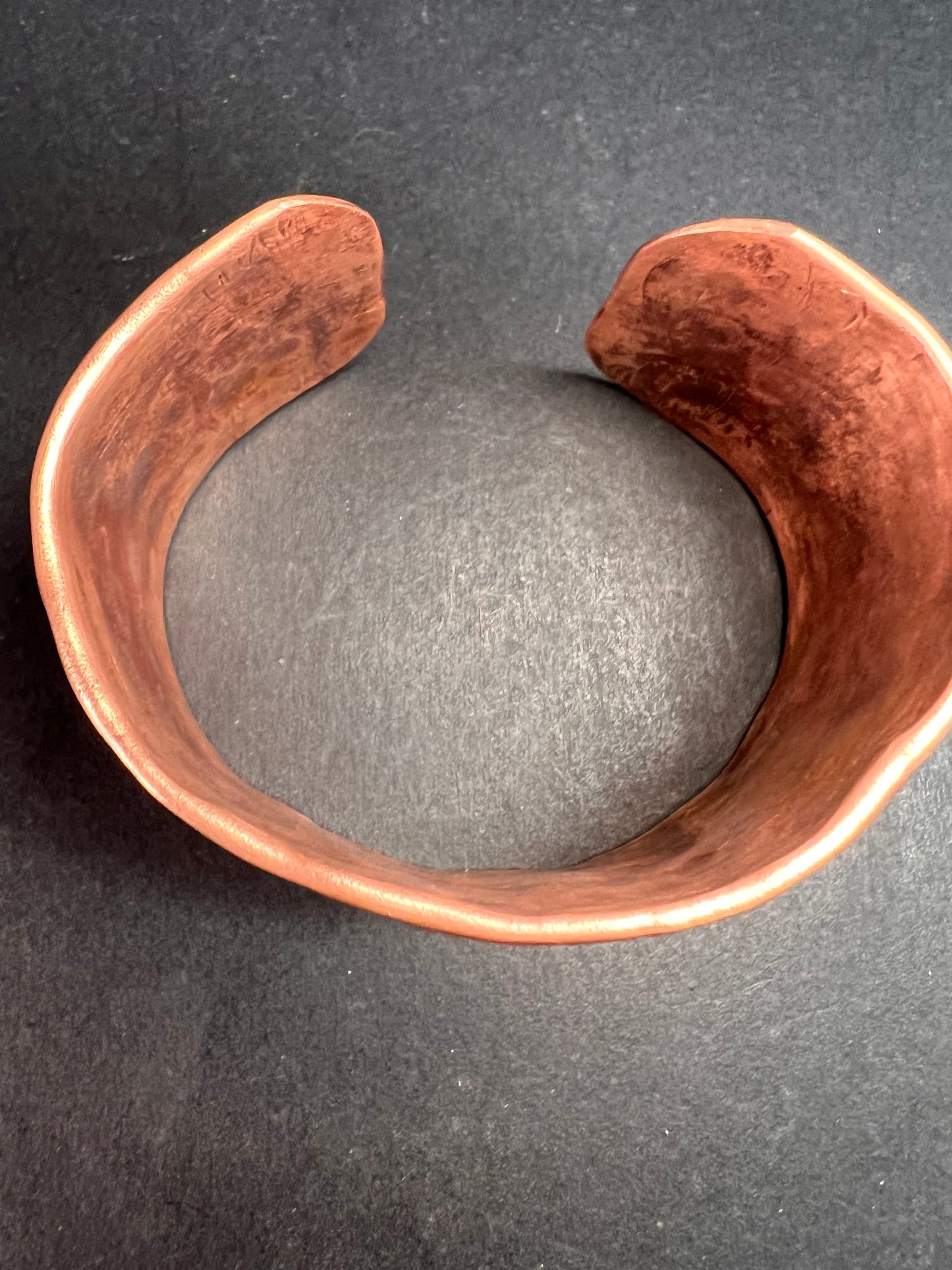 Vintage hammered copper extra wide cuff adjustable bracelet
