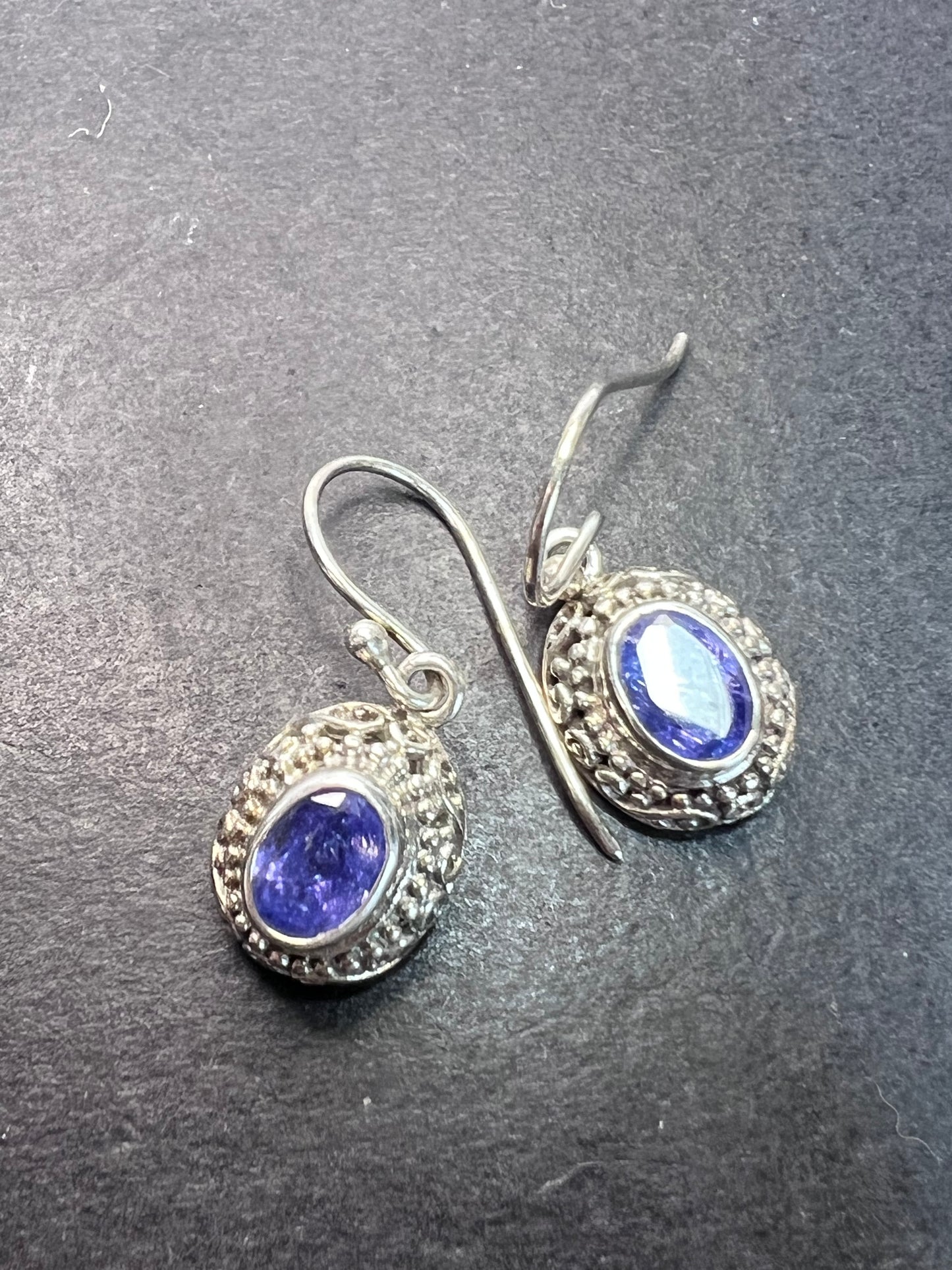 Tanzanite sterling silver earrings