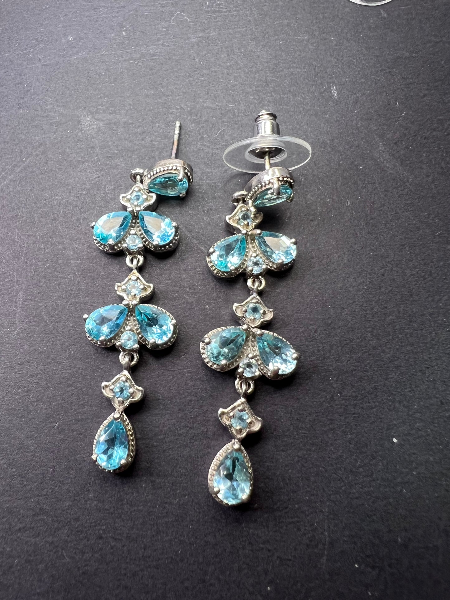 Blue apatite sterling silver chandelier earrings