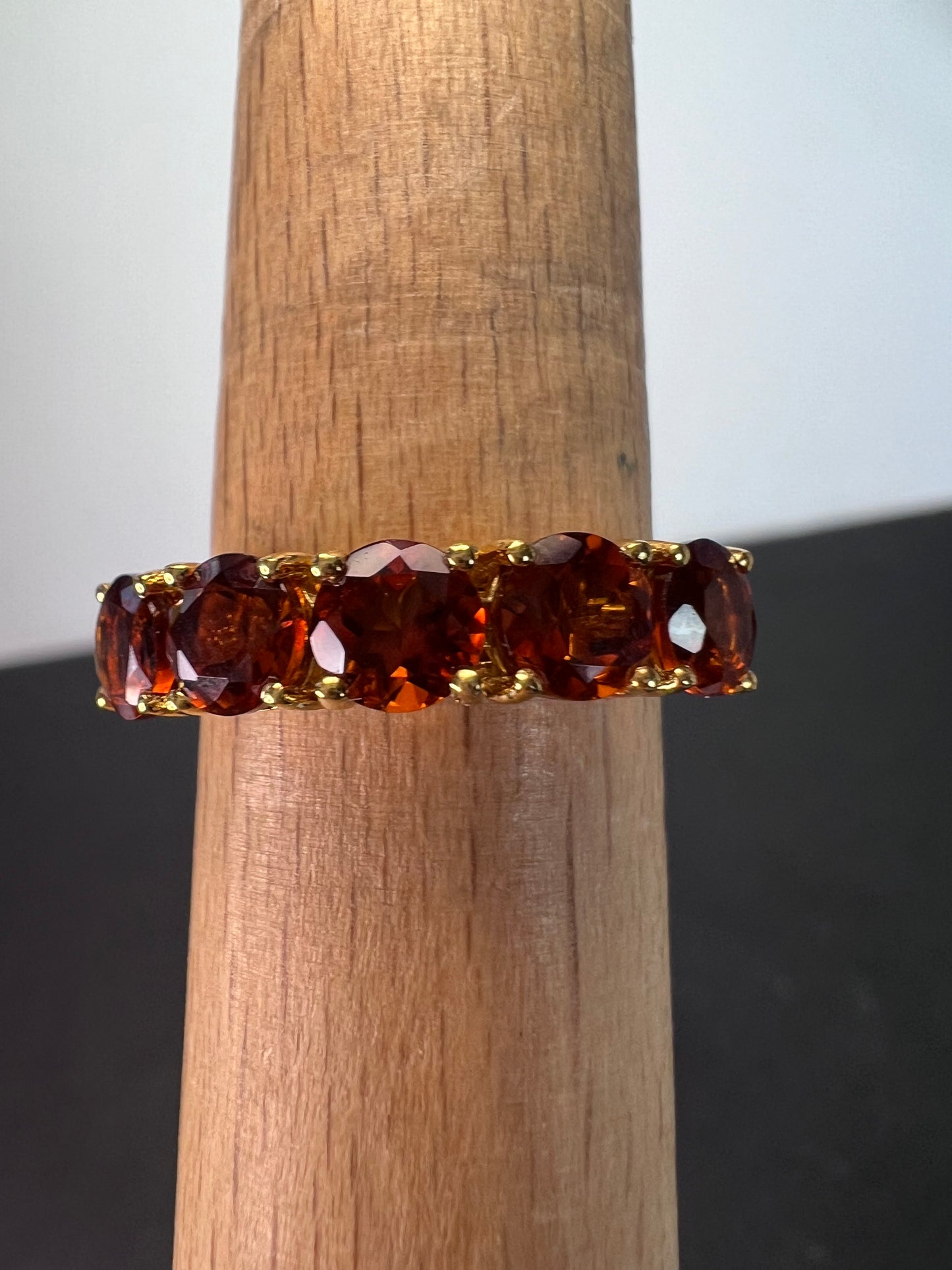 Brazilian Cherry Citrine 5 Stone Ring in Vermeil Yellow Gold Over Sterling Silver 2.25 ctw size 9