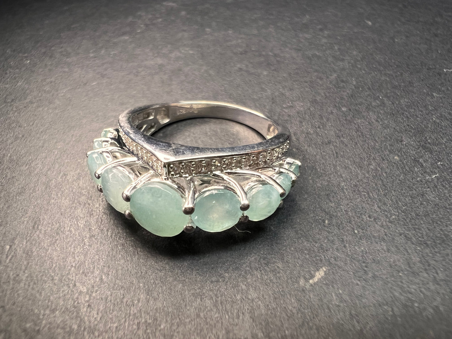 NEW Grandidierite and zircon sterling silver ring size 8