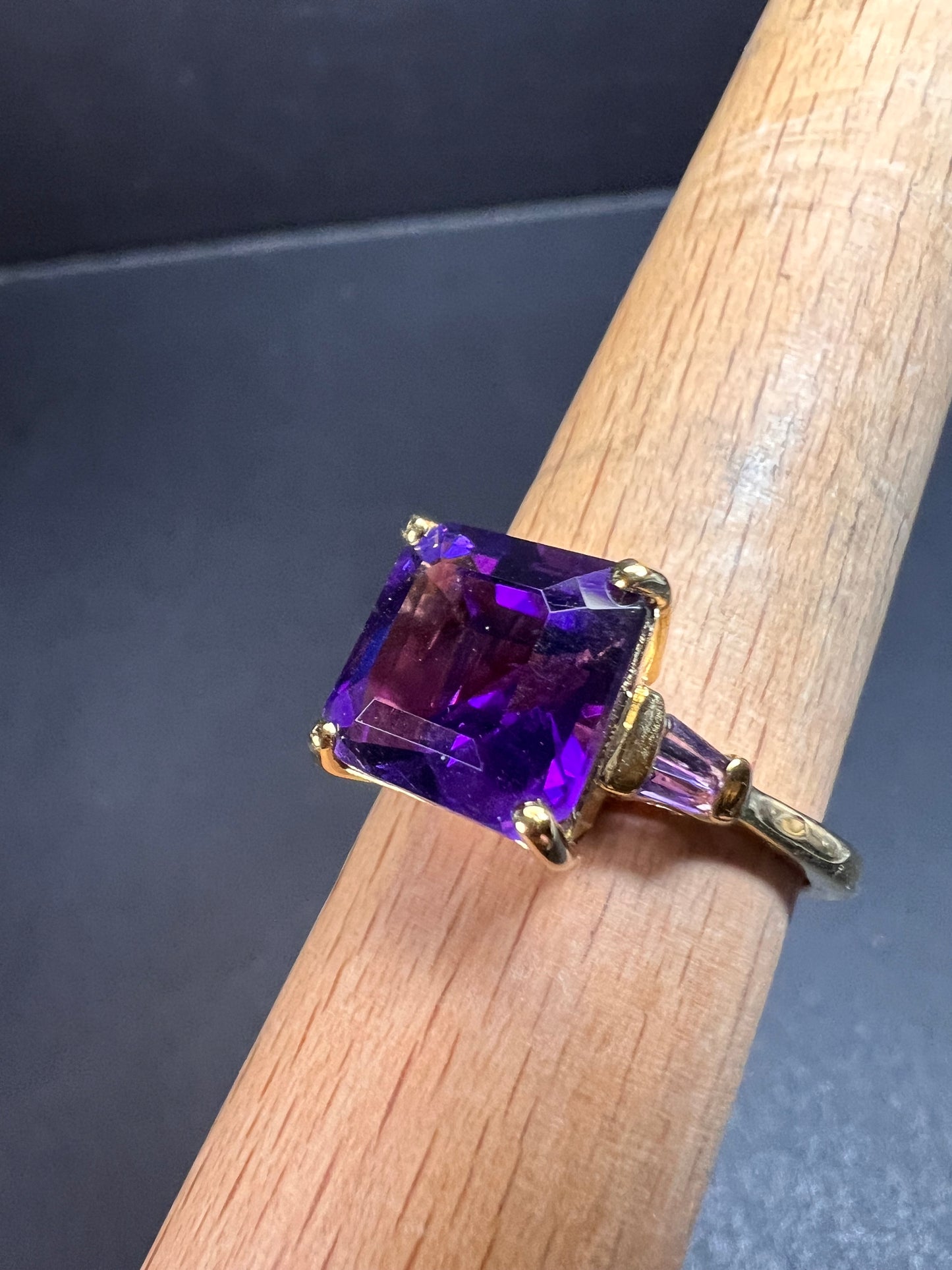 NEW African amethyst ring in vermeil yellow gold size 9