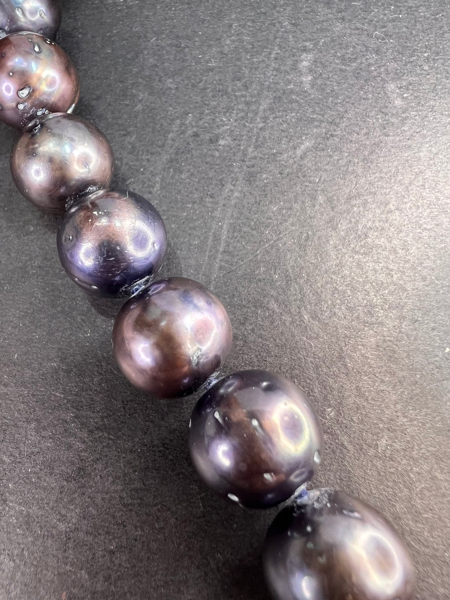 11-12mm cultured black pearl necklace with sterling silver jumbo clasp