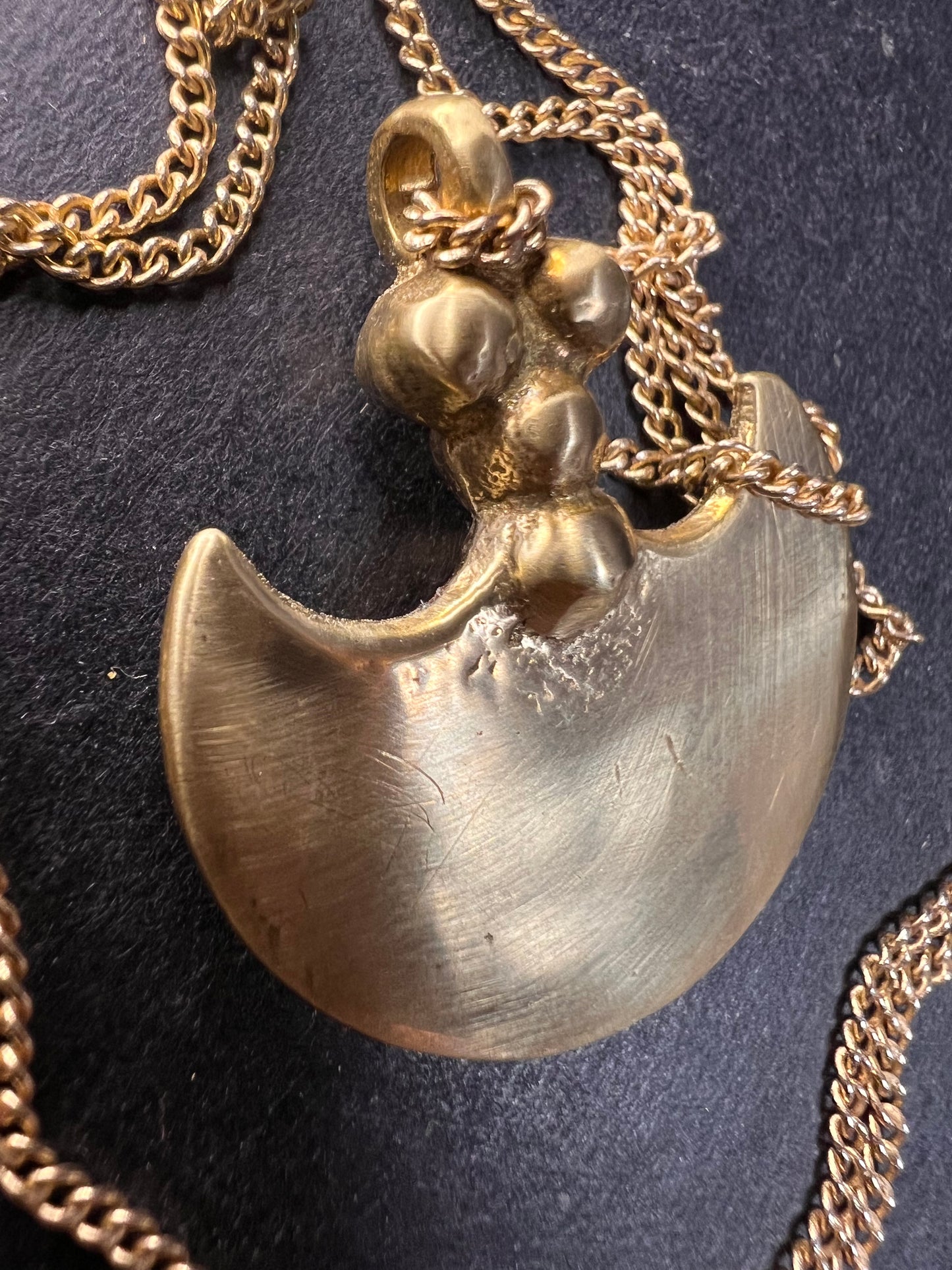 Brass Double Blade Pendant Necklace 18 Inch Artisan Style