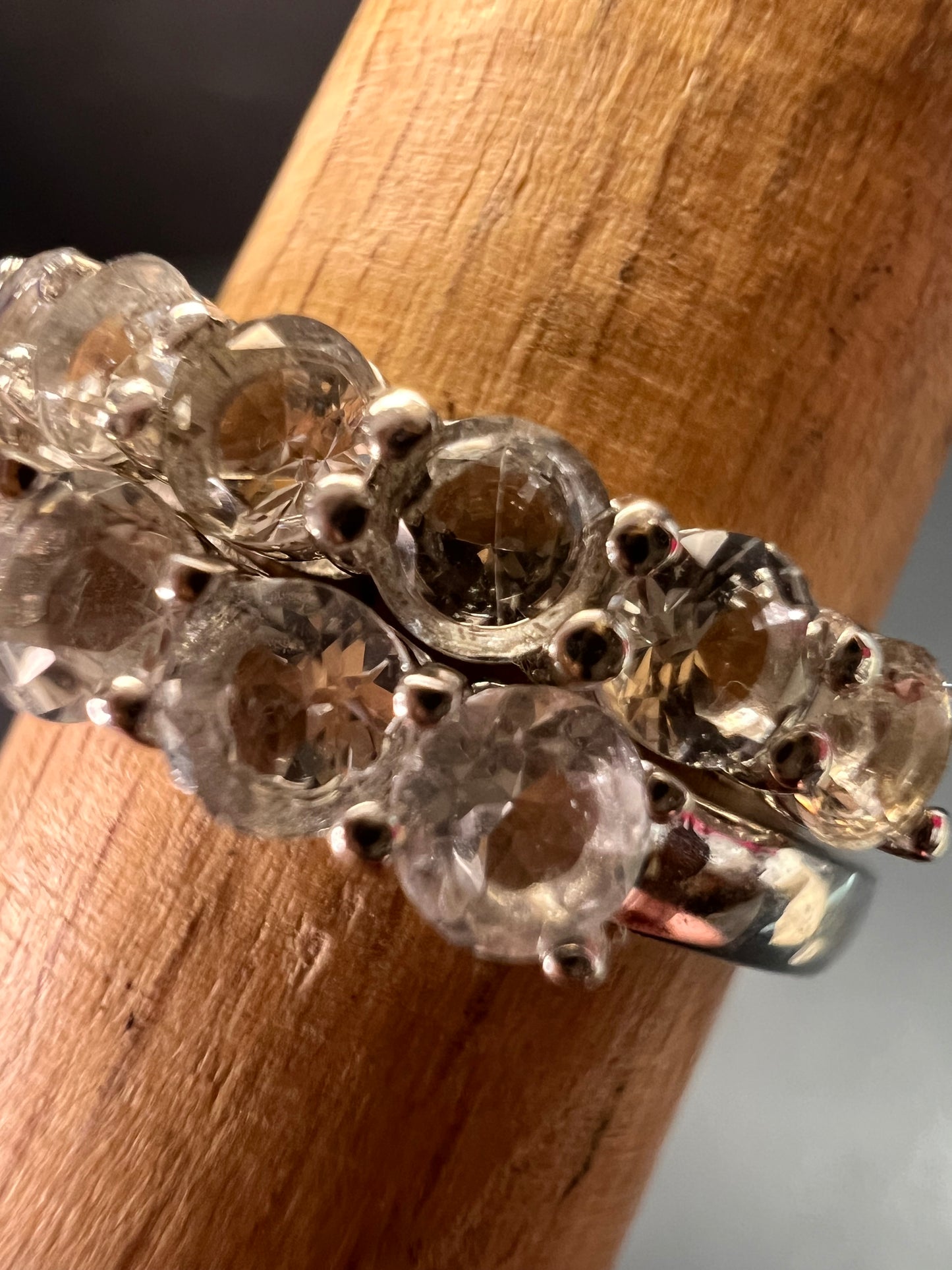 NEW White topaz stackable ring set in platinum over sterling silver size 5