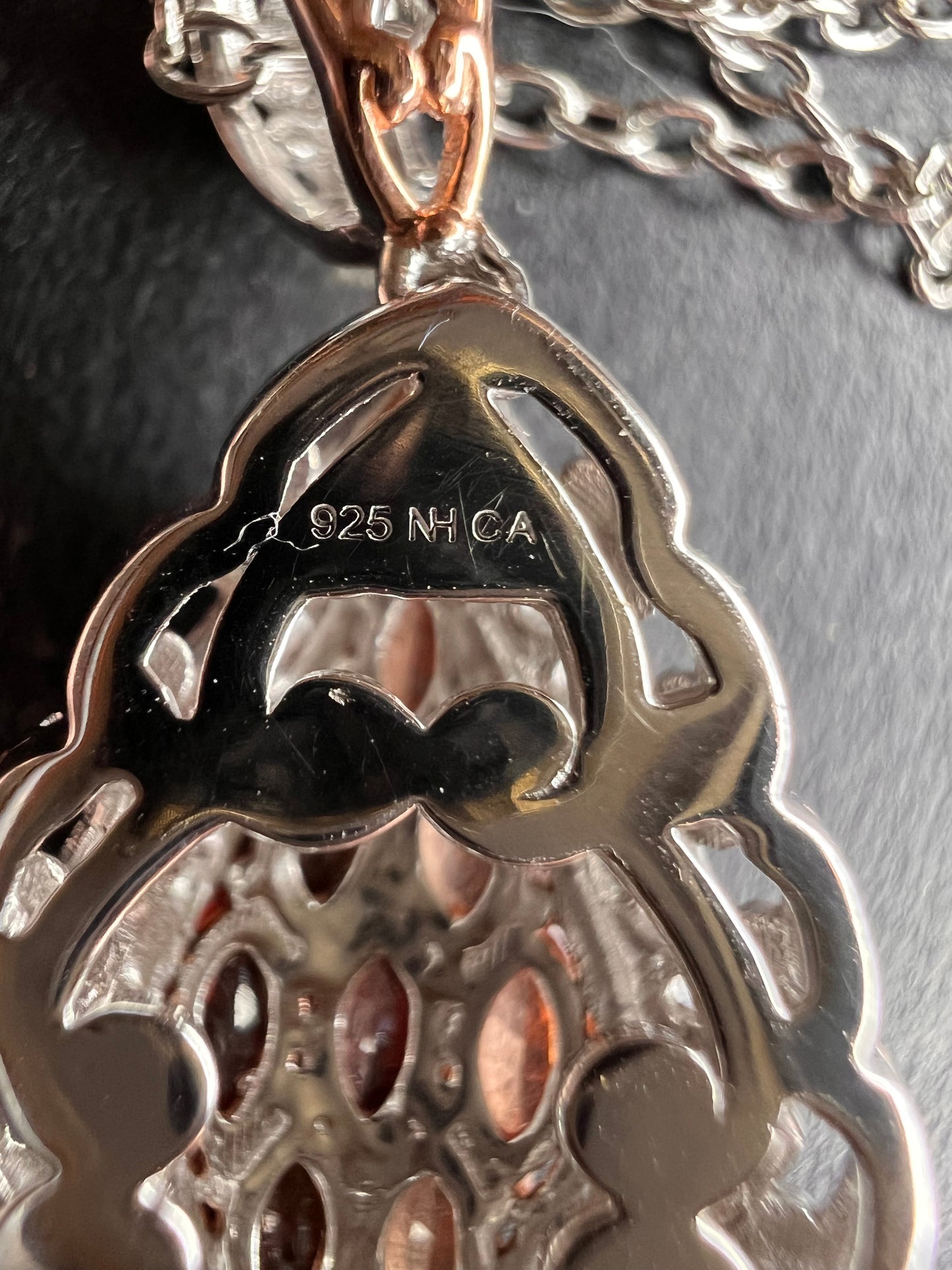 Padparadscha Sapphire Pendant | Sterling Silver Two-Tone | Gems by Valitutti