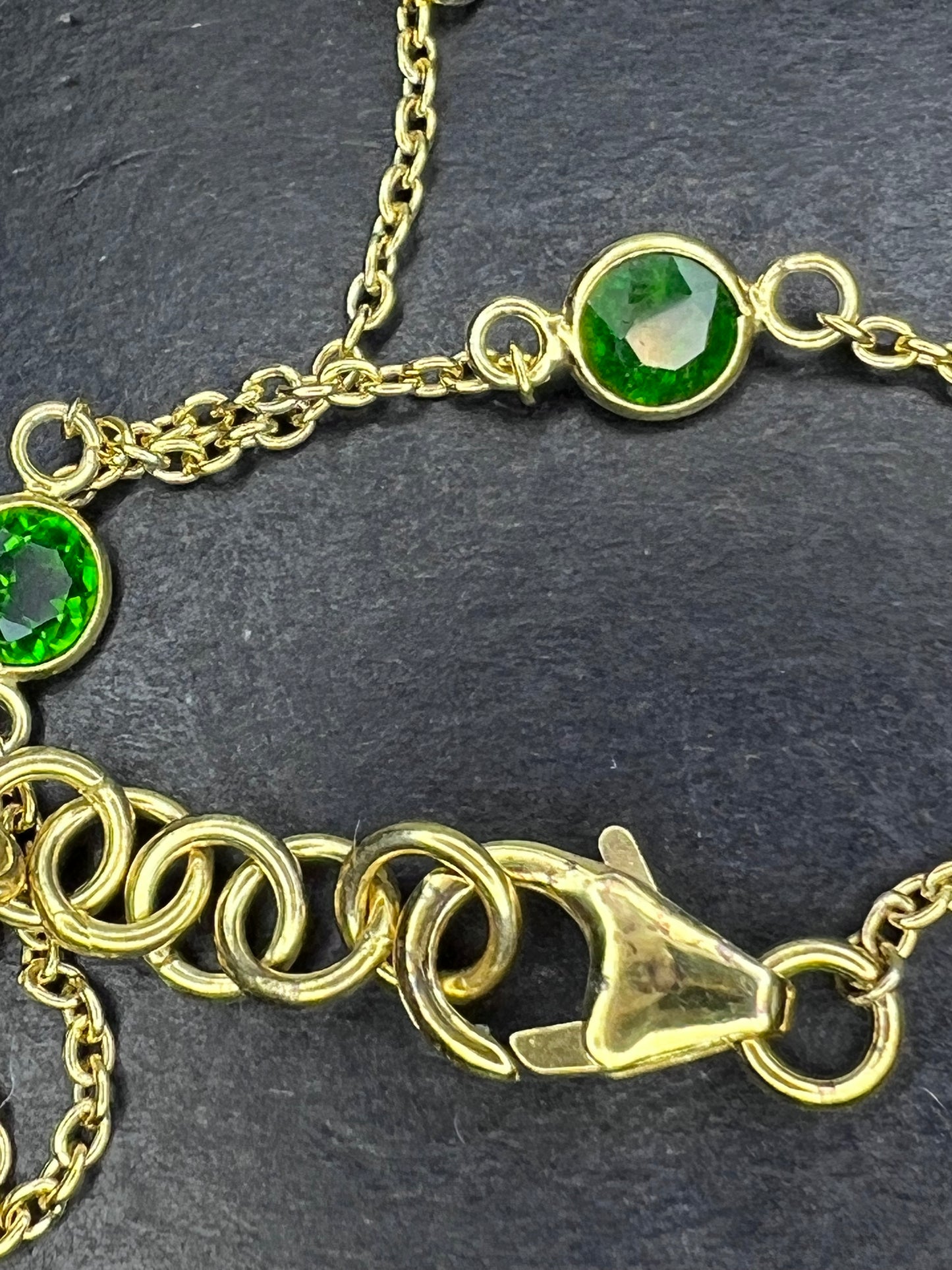 Chrome diopside gold over sterling silver 18 inch necklace