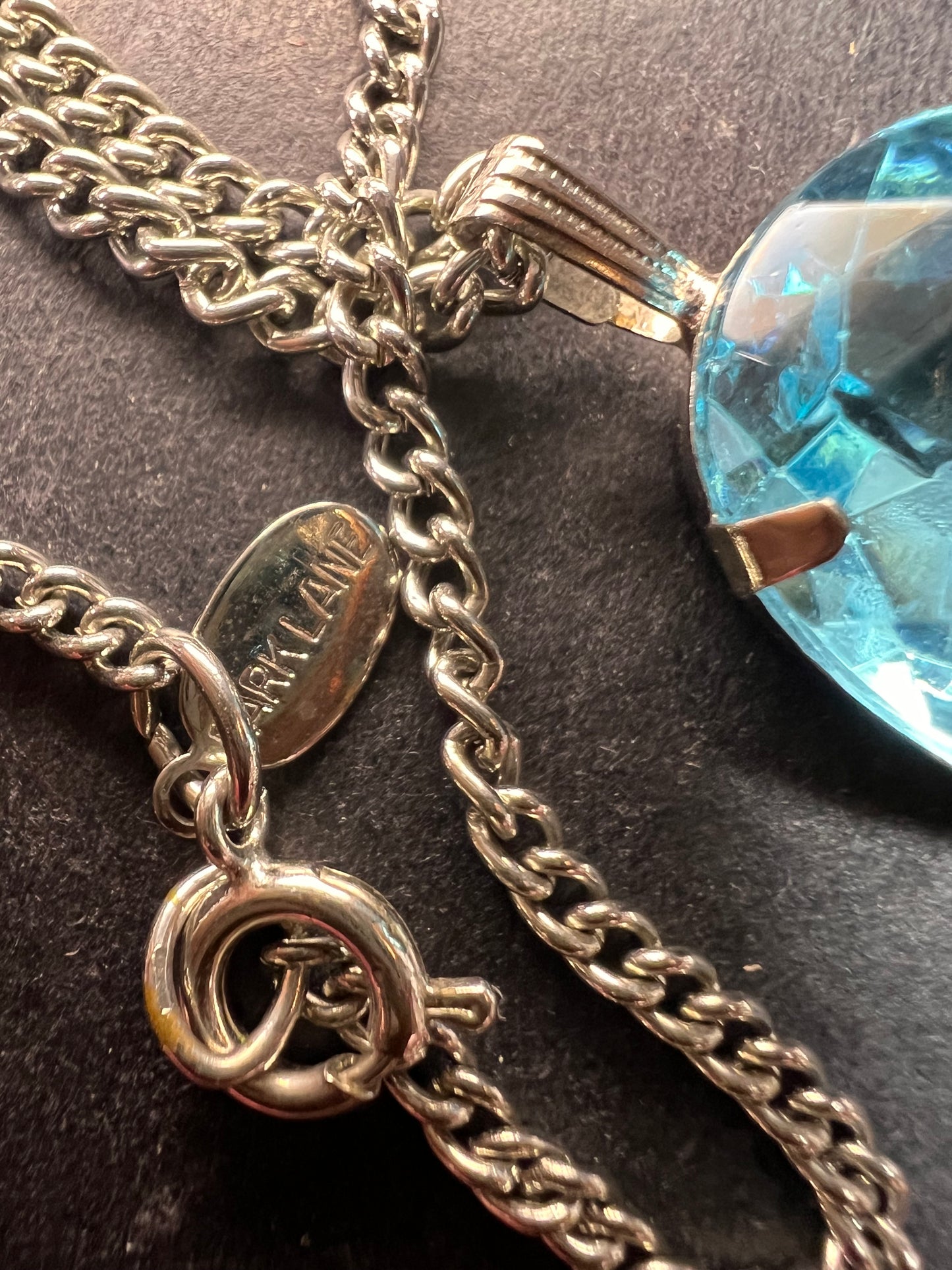 Vintage Park Lane Mid Century Blue Glass Chandelier Necklace 21”