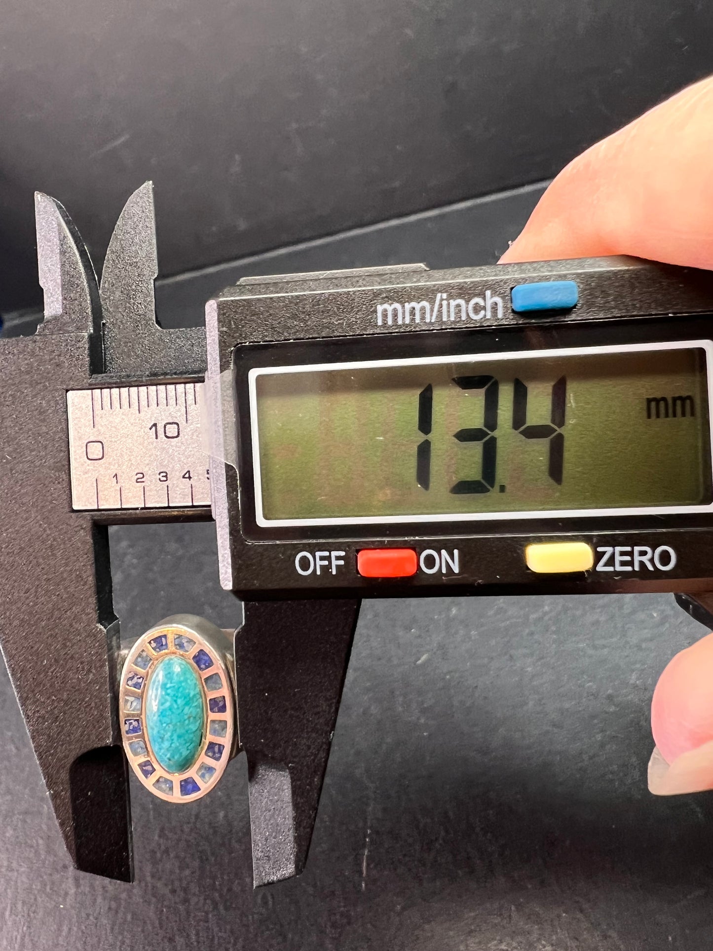 Vintage Sterling Silver Coleman Co. Turquoise & Lapis Mosaic Inlay Ring – Size 7