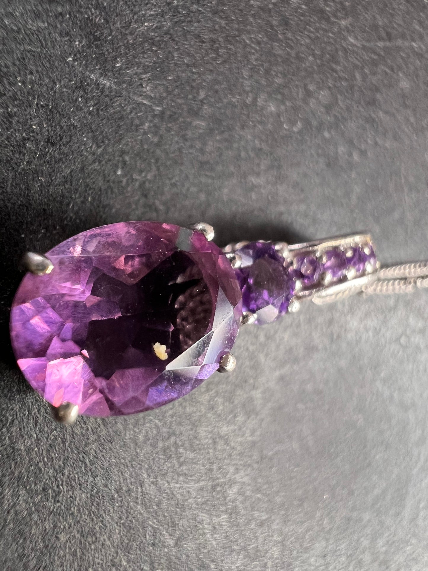 Purple fluorite multi stone sterling silver pendant with 20 inch chain