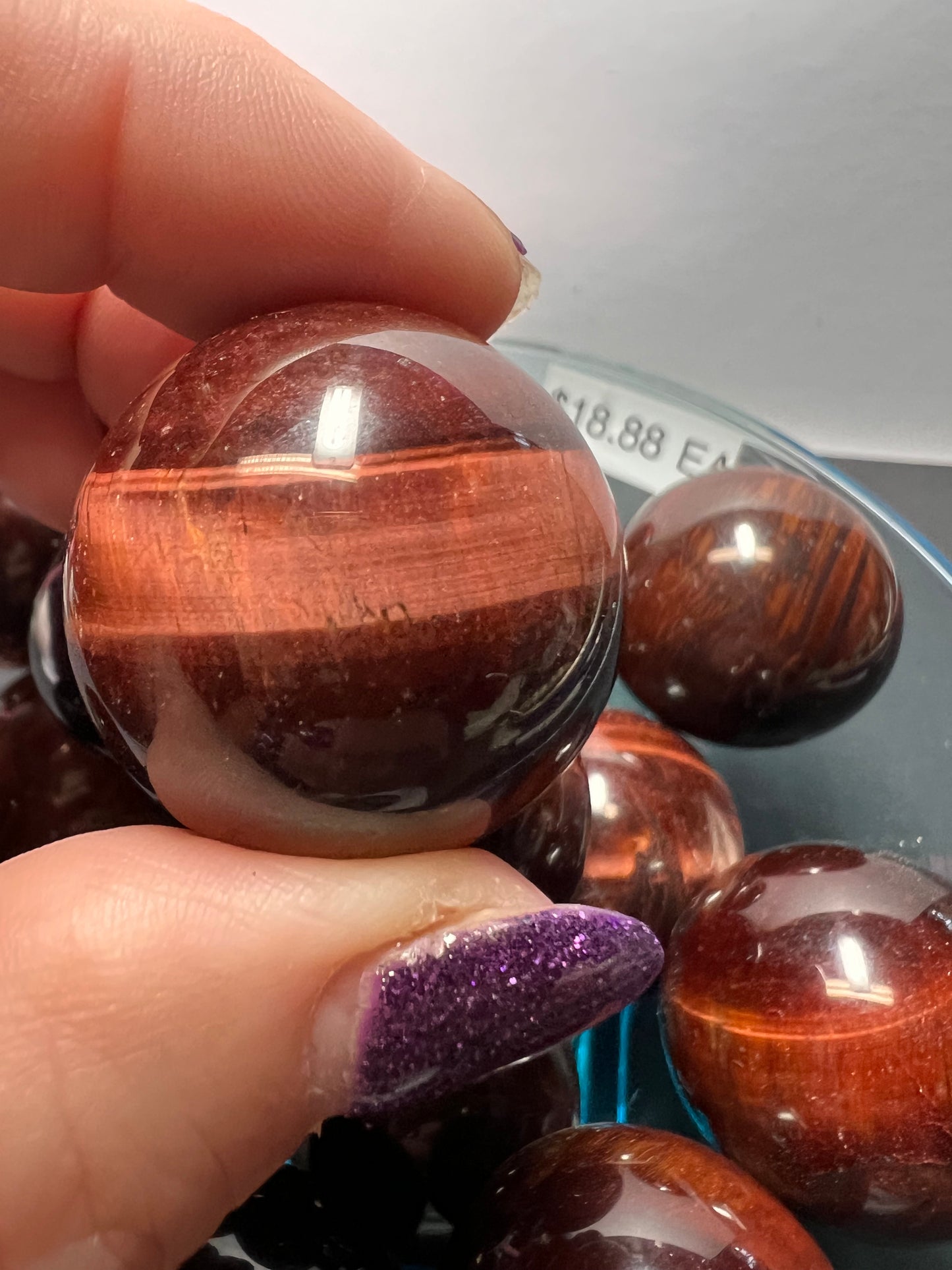 Red tigers eye sphere