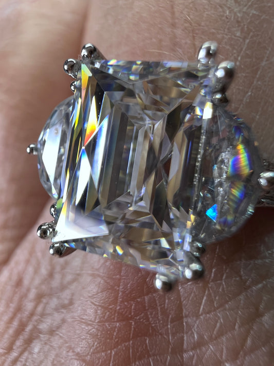 Tycoon designer Cz platinum over silver ring size 9