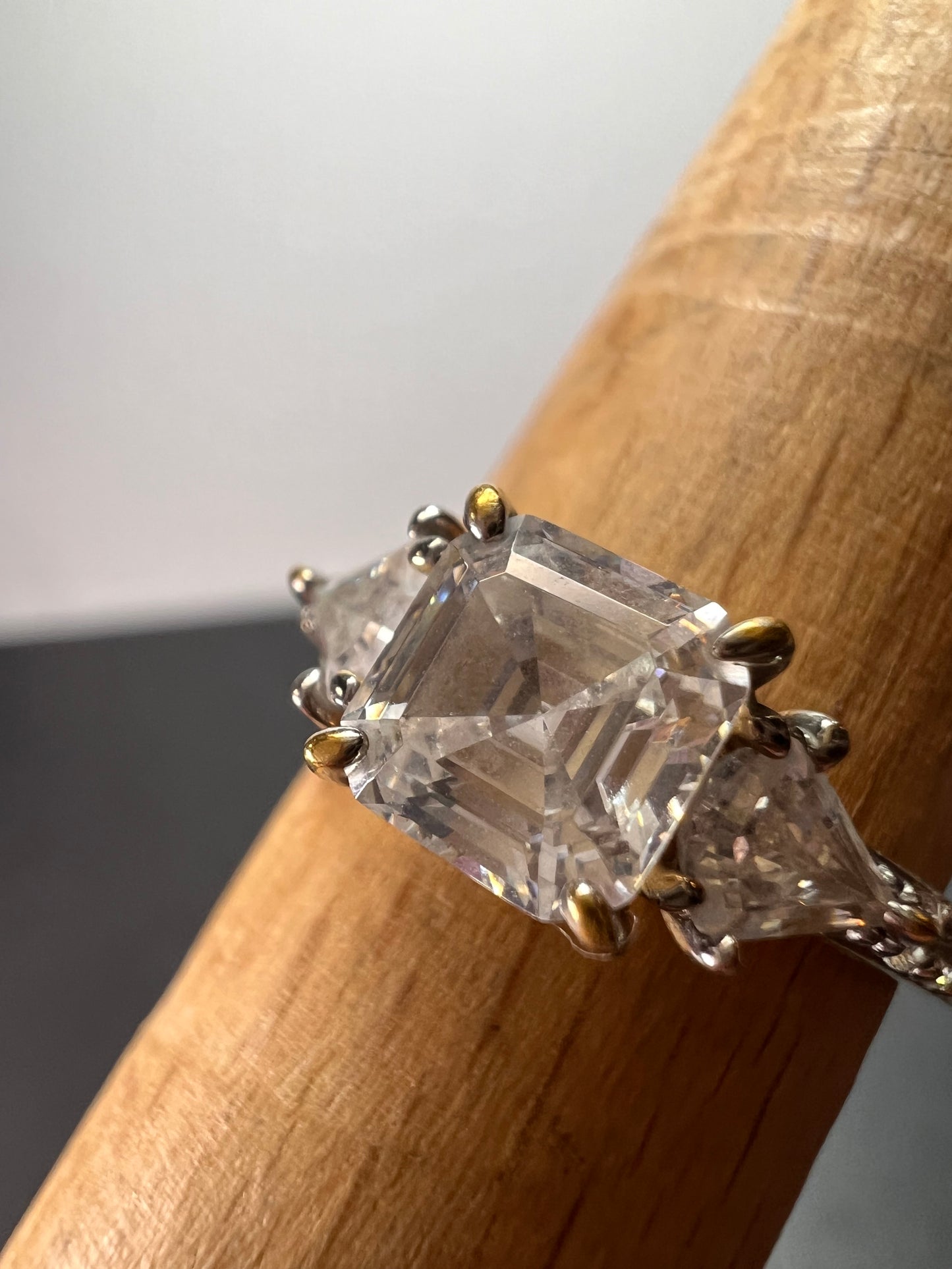 Asscher cut CZ ring in gold over sterling silver size 8