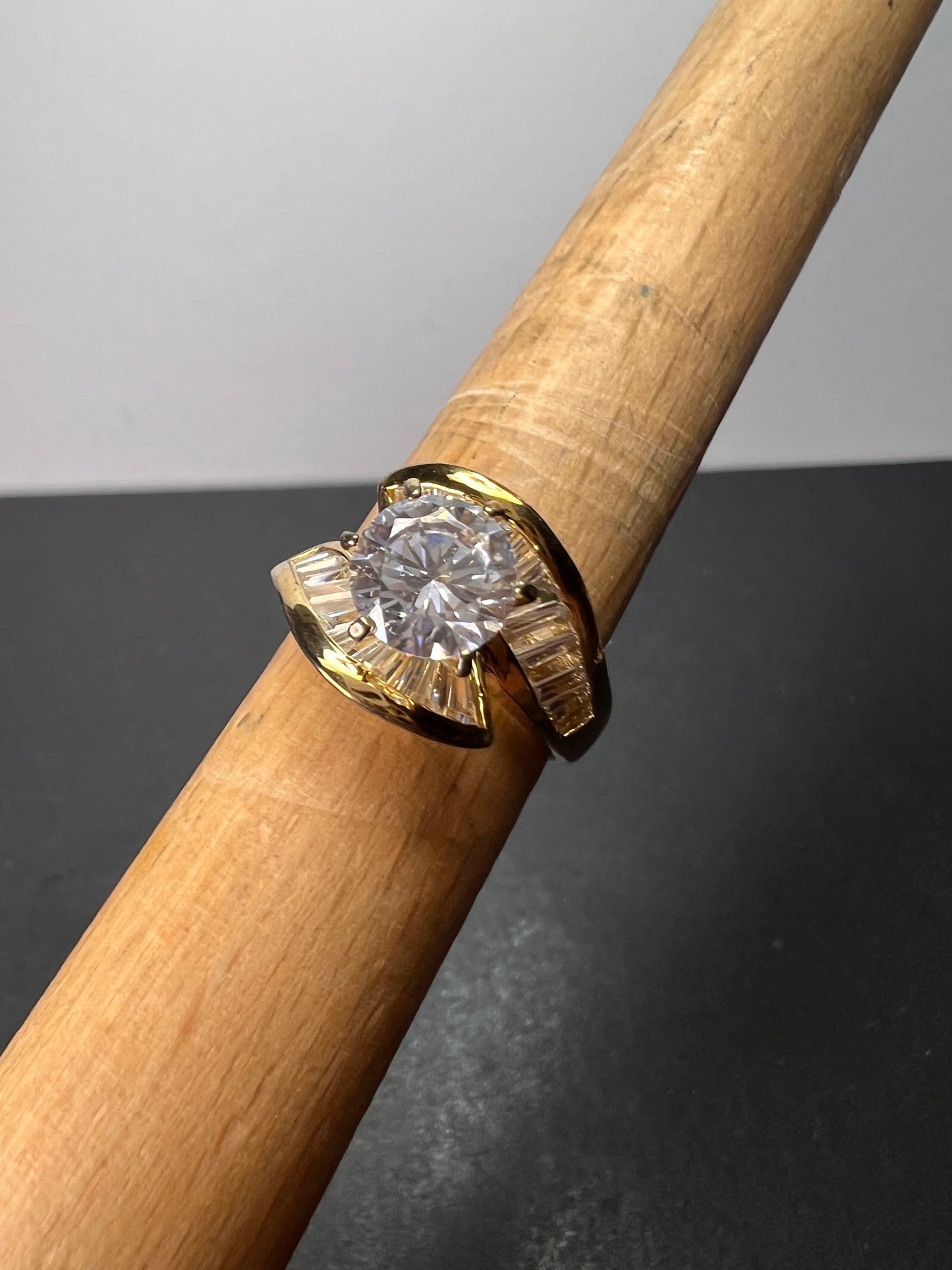 Gold vermeil over Sterling silver 925 CZ ring size 8