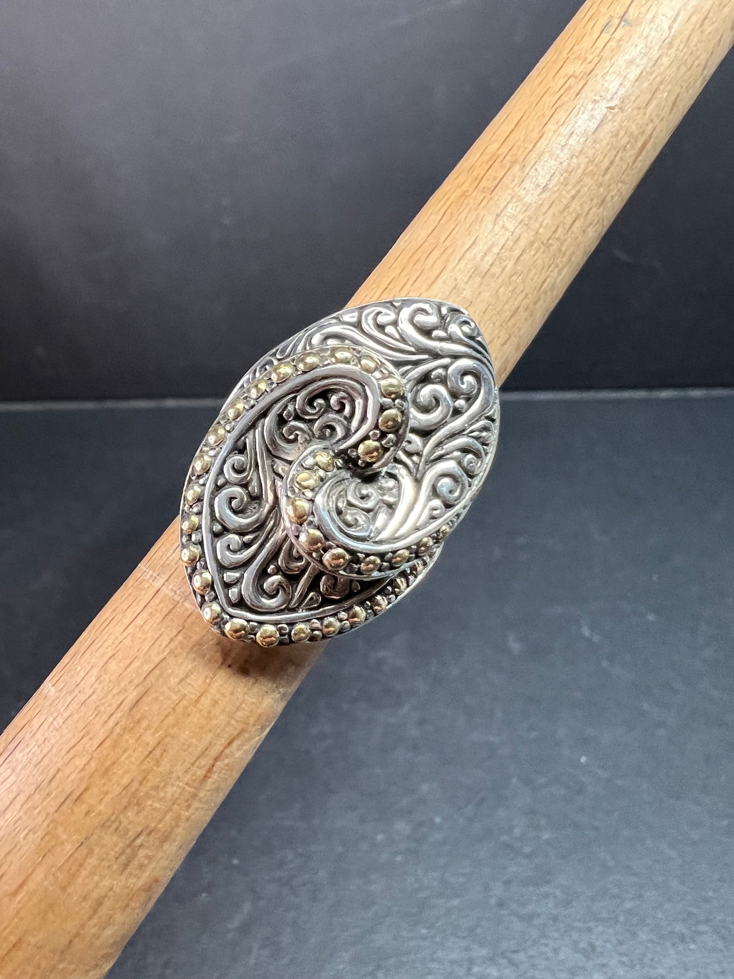 Samuel B Bali Sterling Silver Ring w 18K Gold Accents Size 6