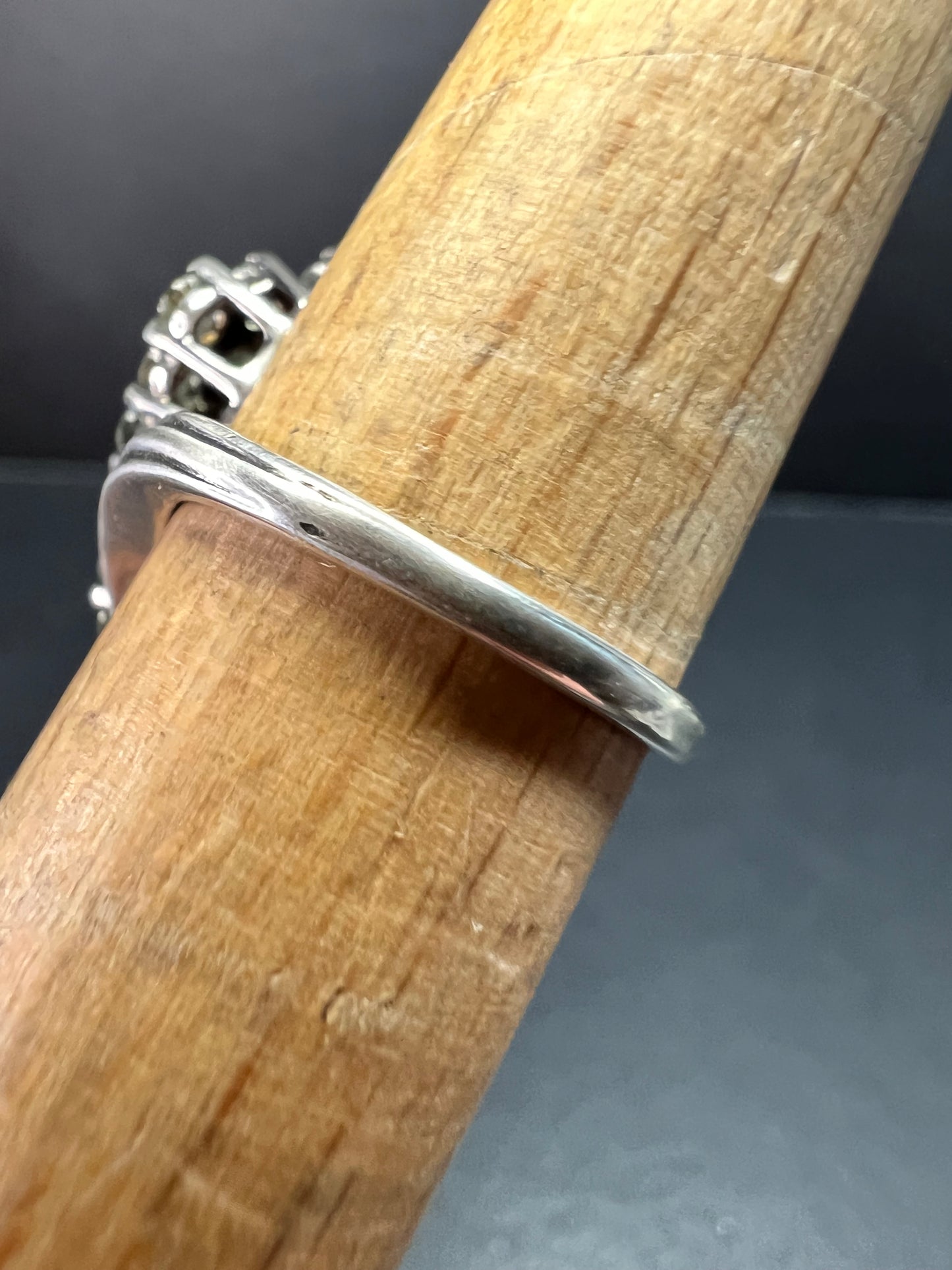 Vintage Sterling Silver Green Sapphire Cluster Ring Size 7