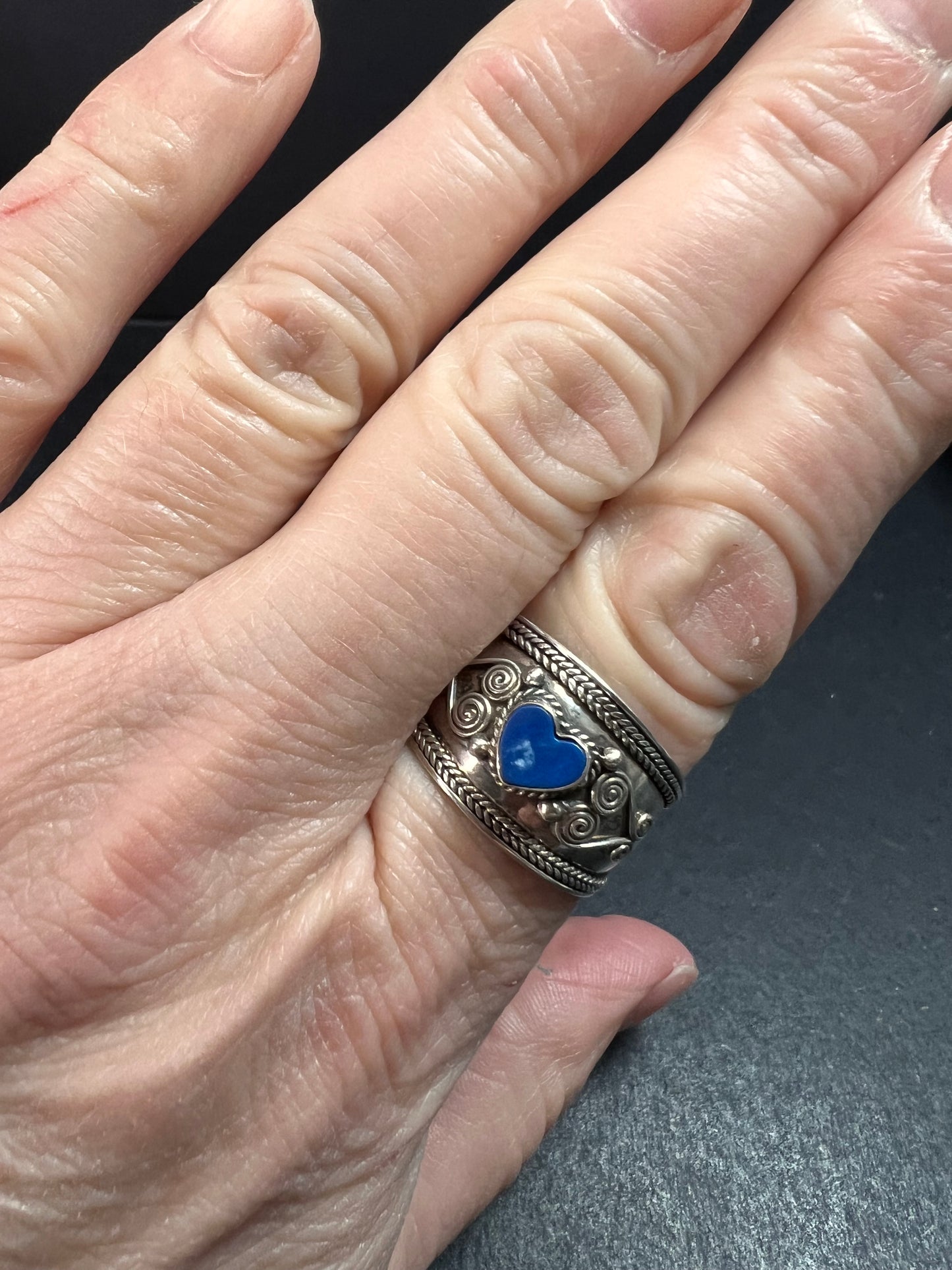 Vintage Sterling Silver Heart Ring | Indonesian Artisan | Size 10–10.25