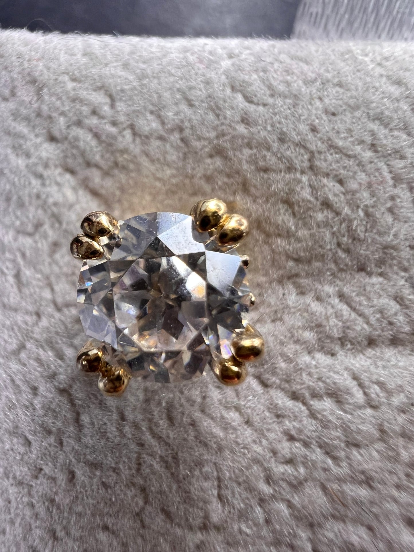 CZ stud earrings in gold over sterling silver