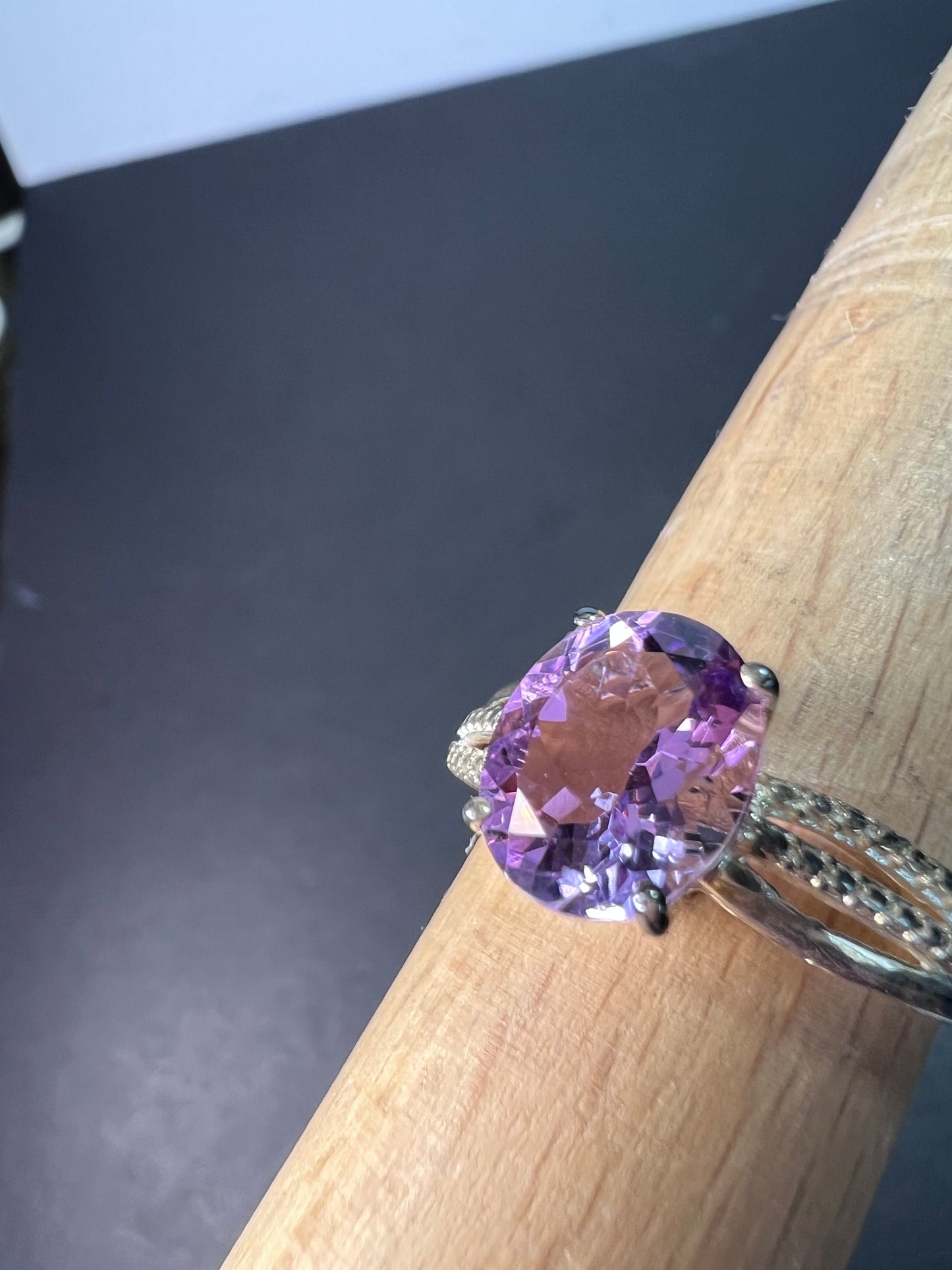 Amethyst sterling silver solitaire ring size 9