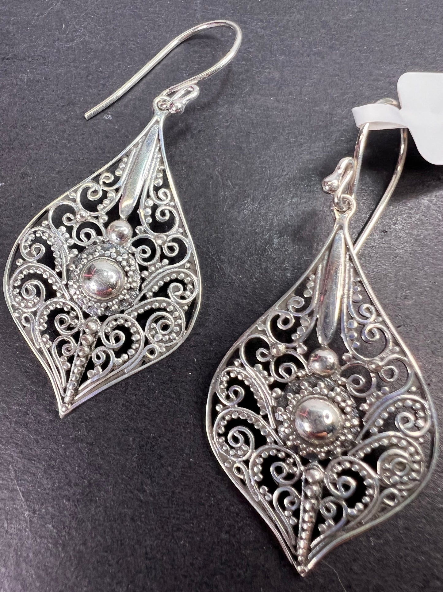 Bali sterling silver ornate dangle earrings