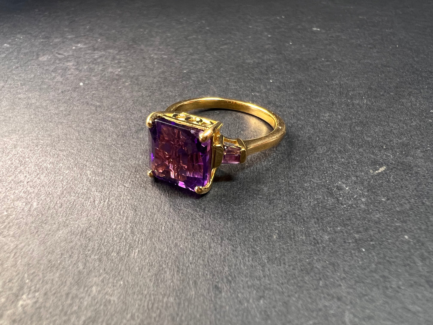 NEW African amethyst ring in vermeil yellow gold size 9