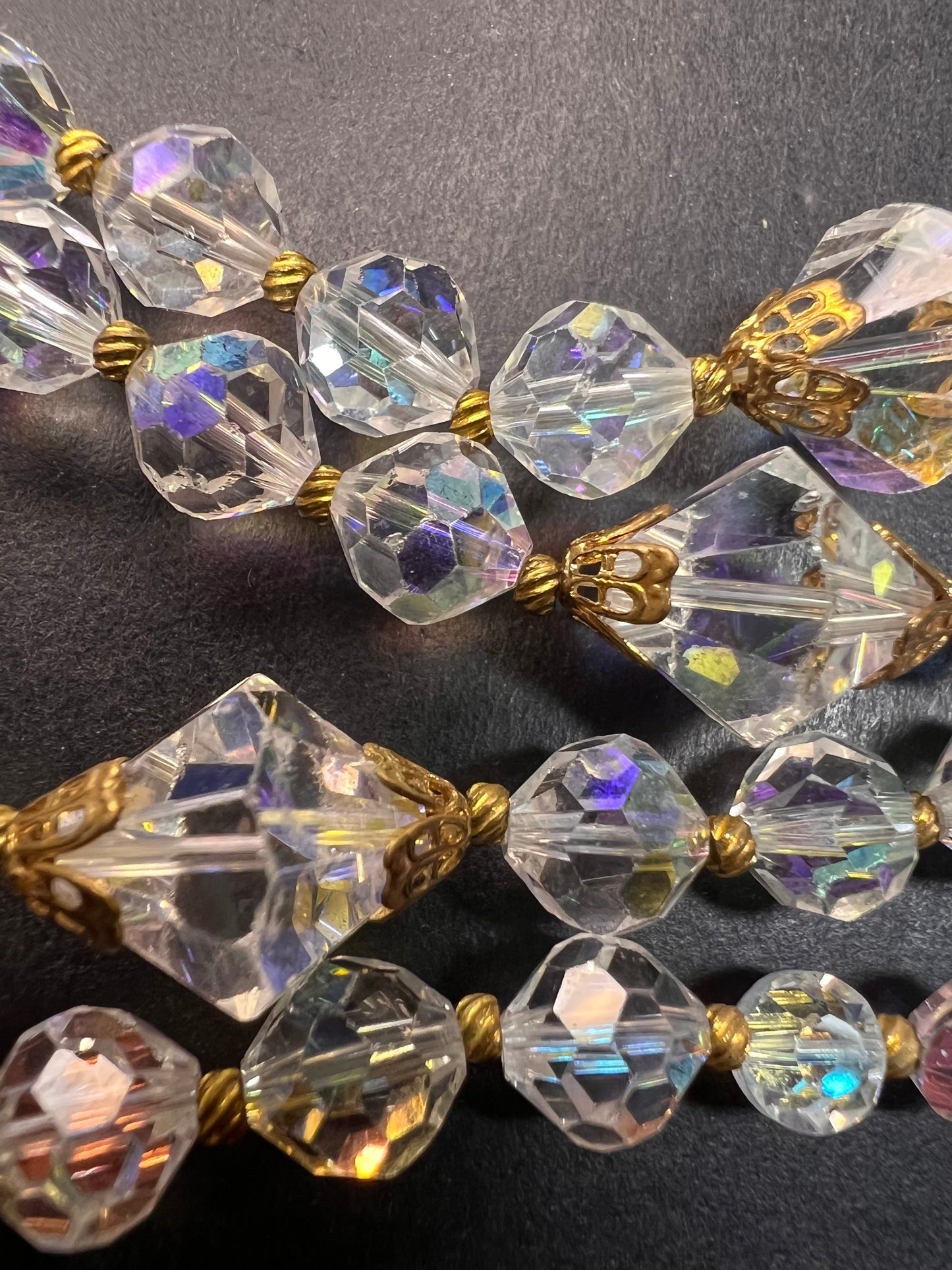 Vintage Aurora Borealis crystal beaded necklace