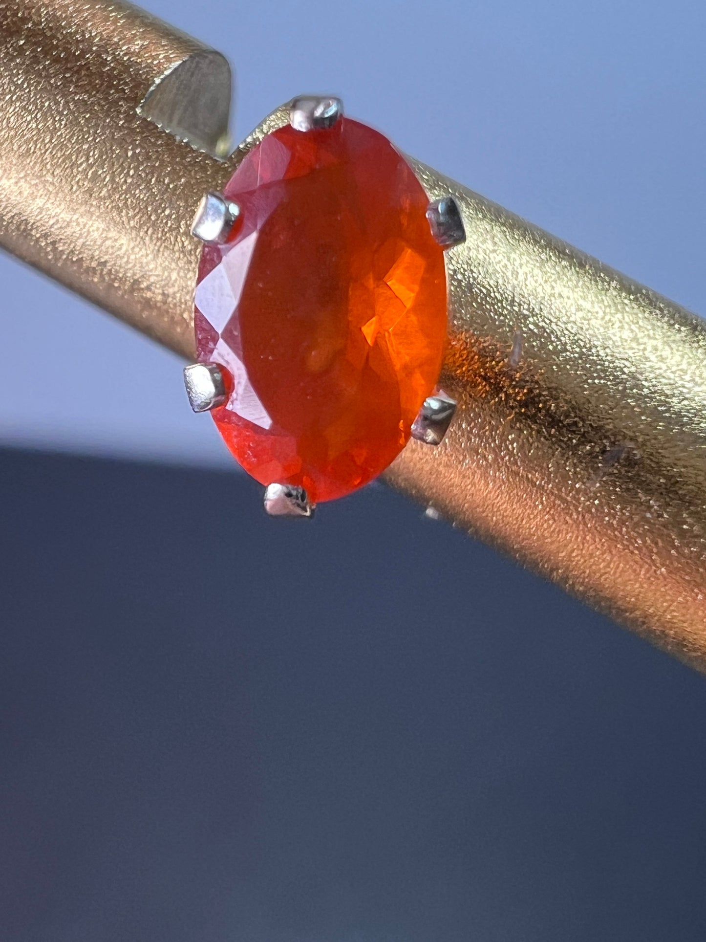 10k white gold Mexican fire opal stud earrings