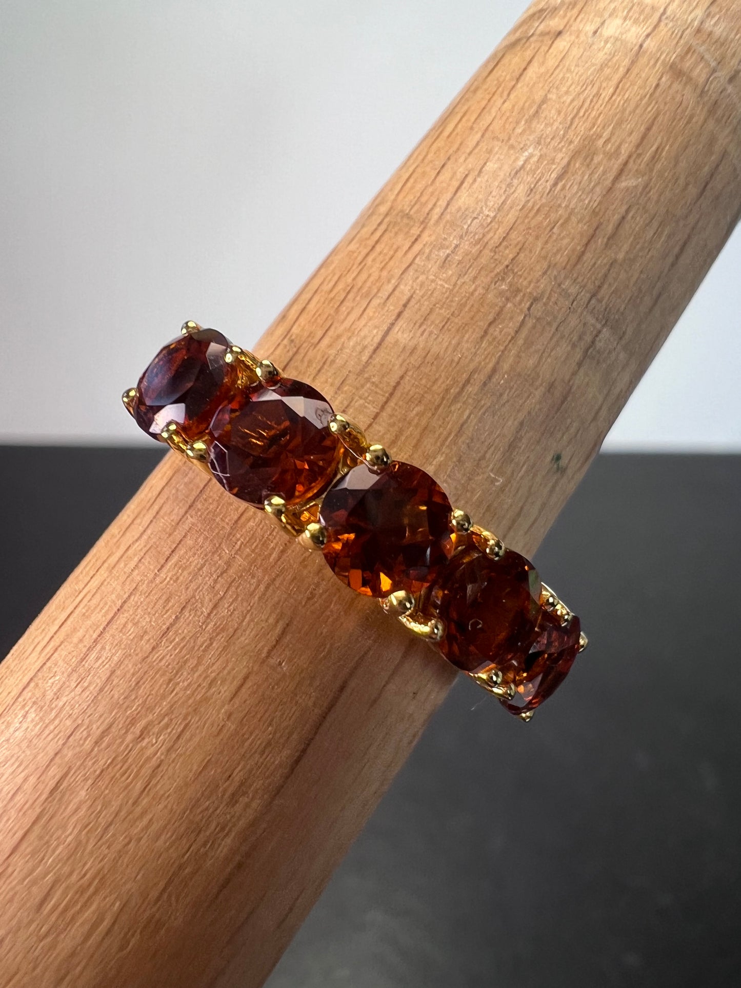 Brazilian Cherry Citrine 5 Stone Ring in Vermeil Yellow Gold Over Sterling Silver 2.25 ctw size 9