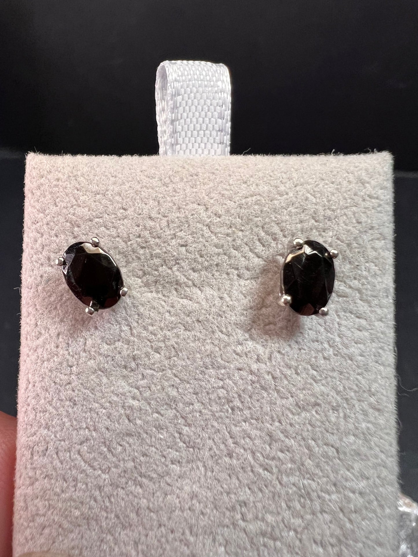 New Elite Shungite Rhodium Over Sterling Silver Oval Stud Earrings .90ctw