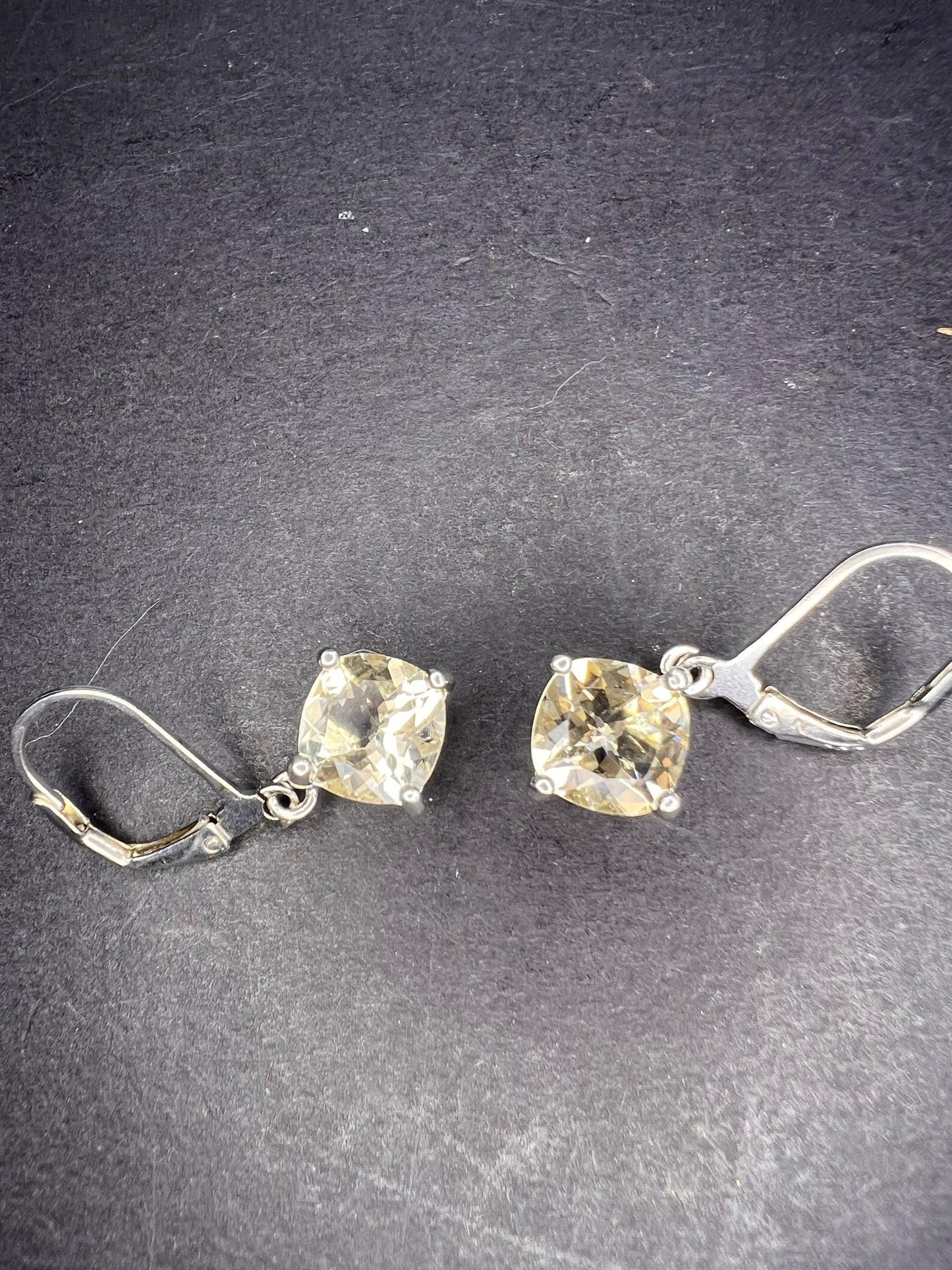 Yellow Labradorite Rhodium Over Sterling Silver Earrings 3.29ctw