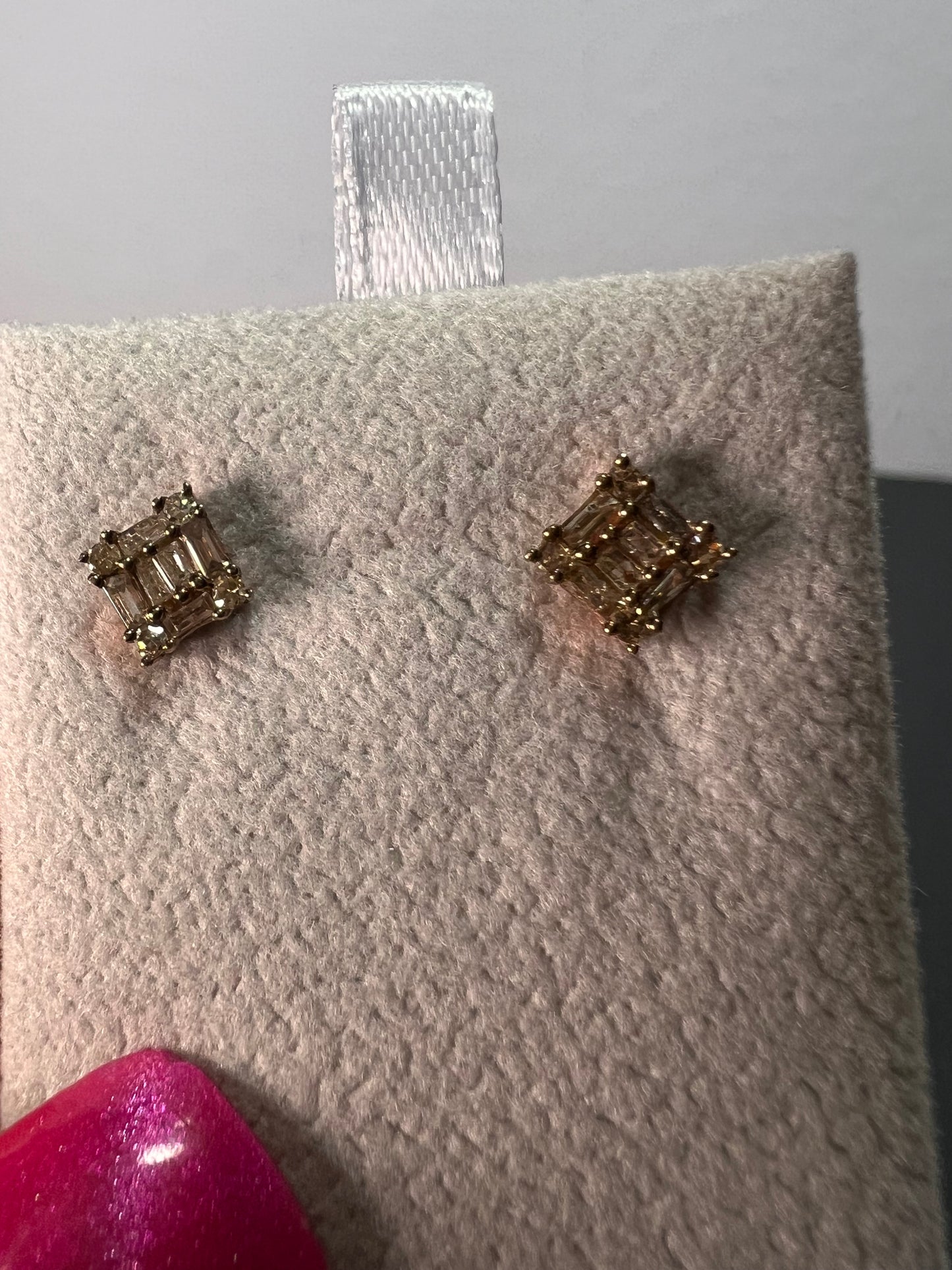 Diamond stud earrings in rose gold over sterling silver