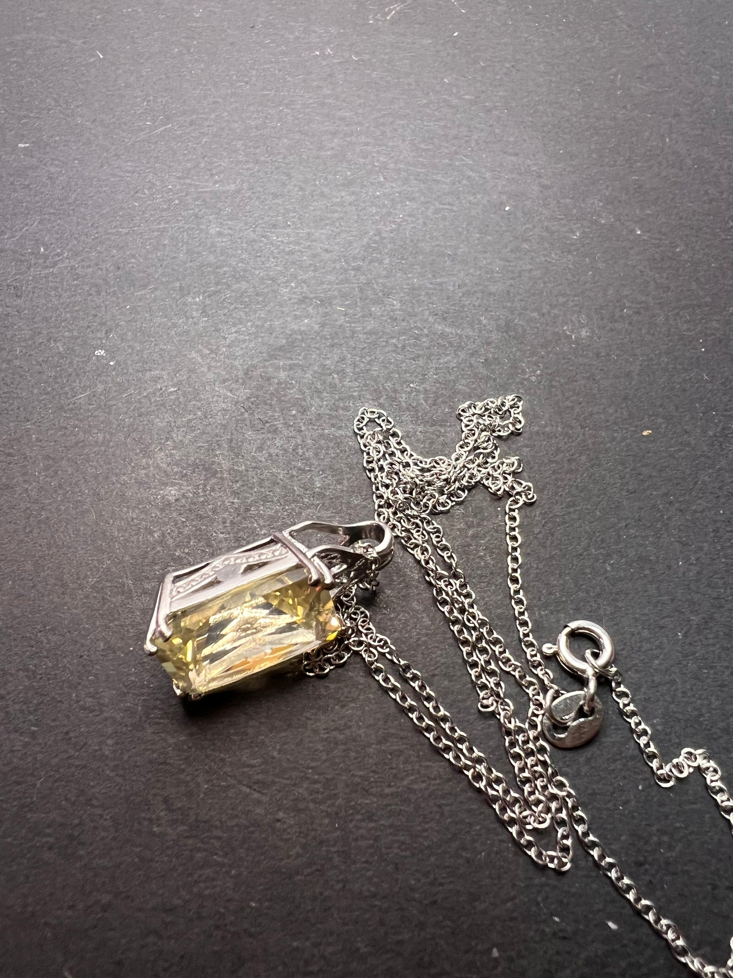 Yellow labradorite pendant necklace in sterling silver with chain