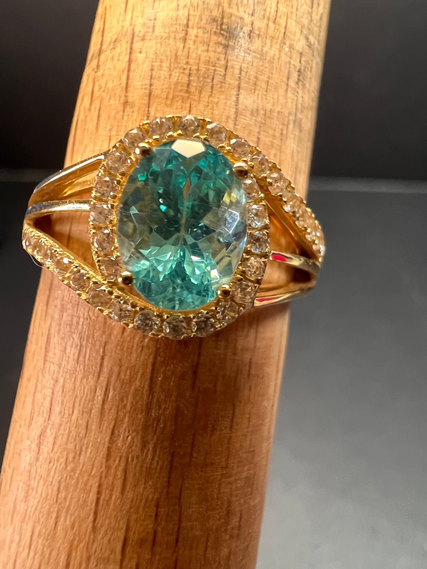 14k gold Paraiba apatite ring size 9