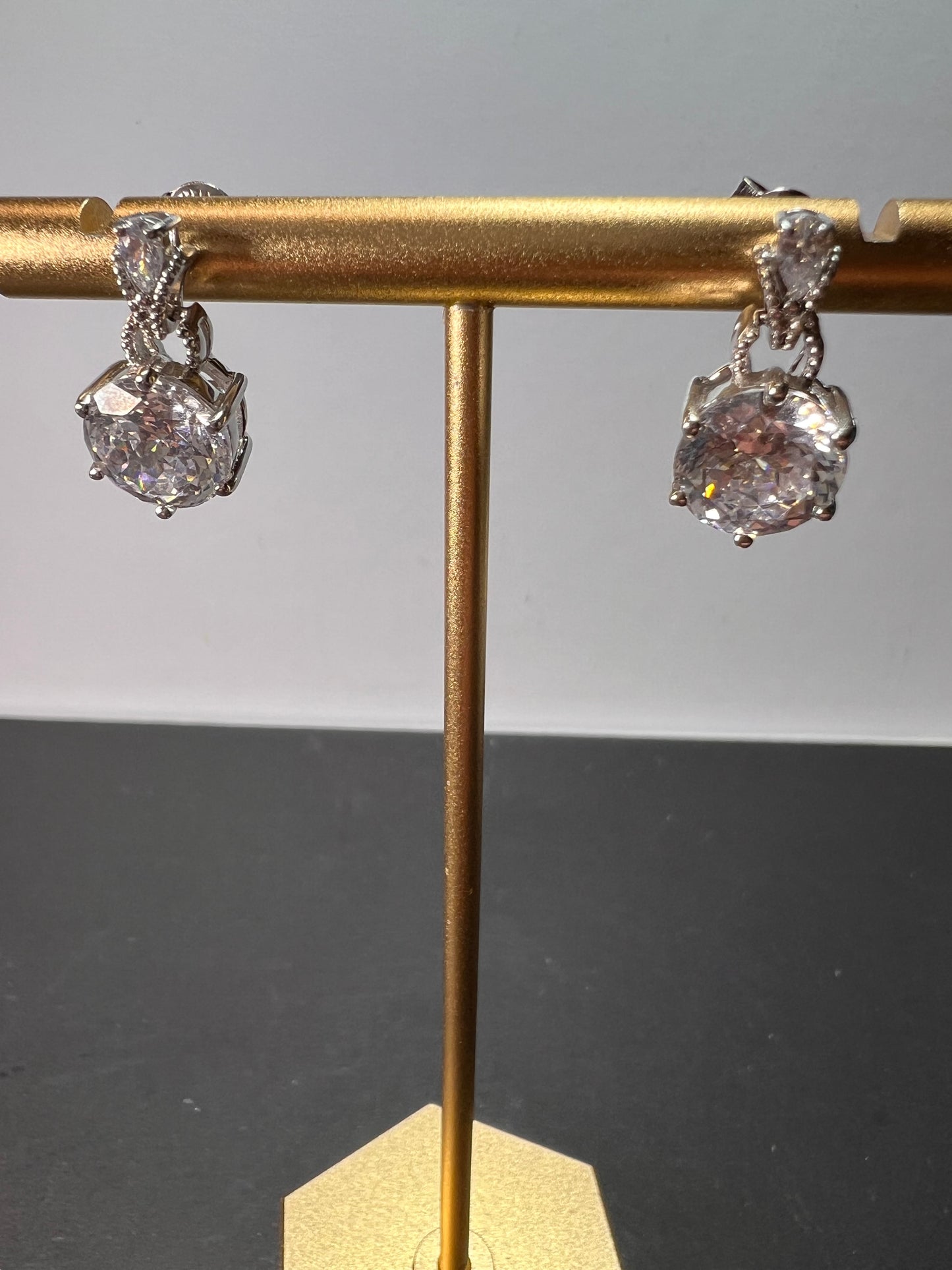 Cubic Zirconia Rhodium Over Sterling Silver Earrings 10.16ctw *NEW*