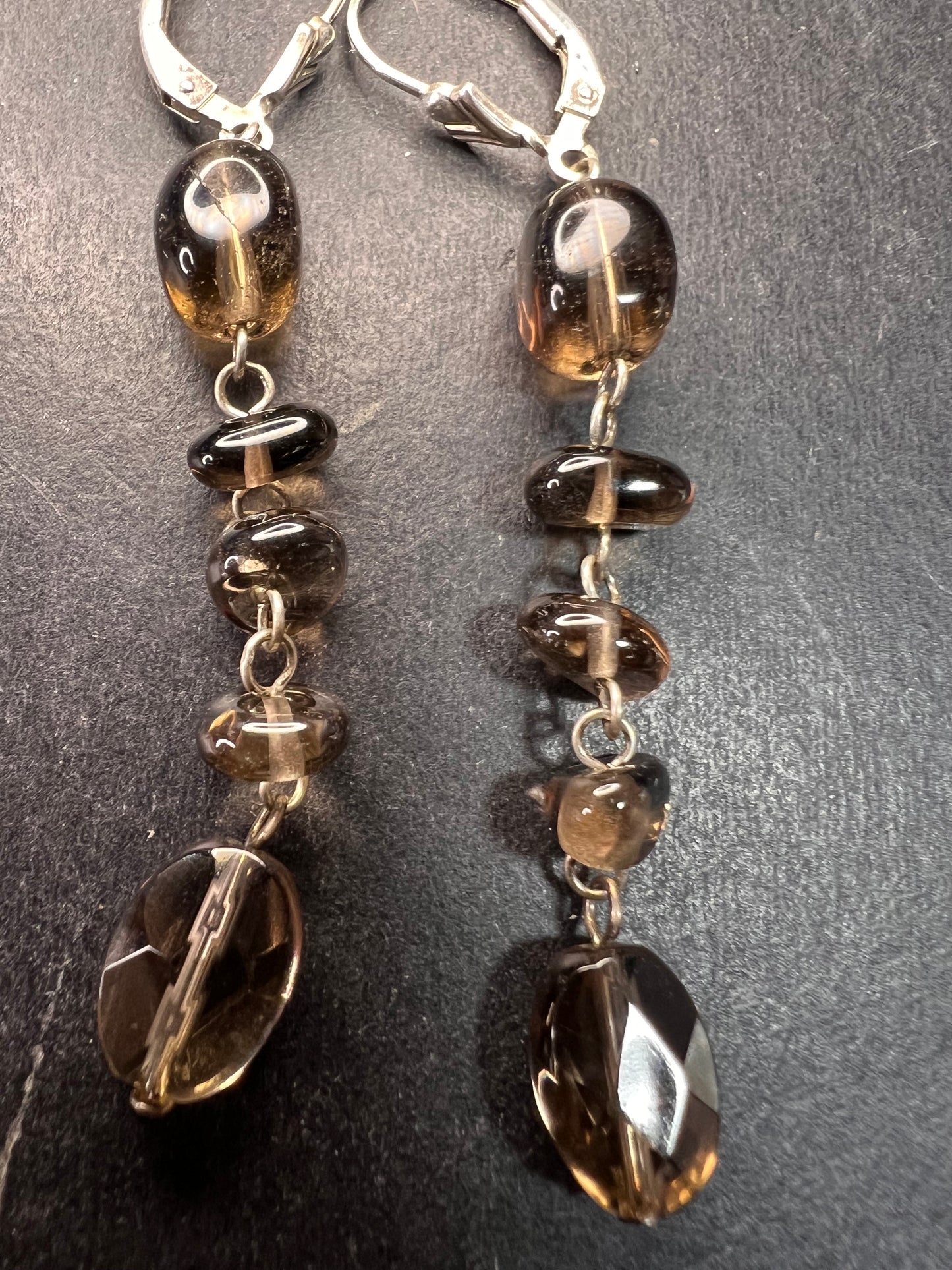 NEW Nate & Etan smoky quartz sterling silver dangle earrings