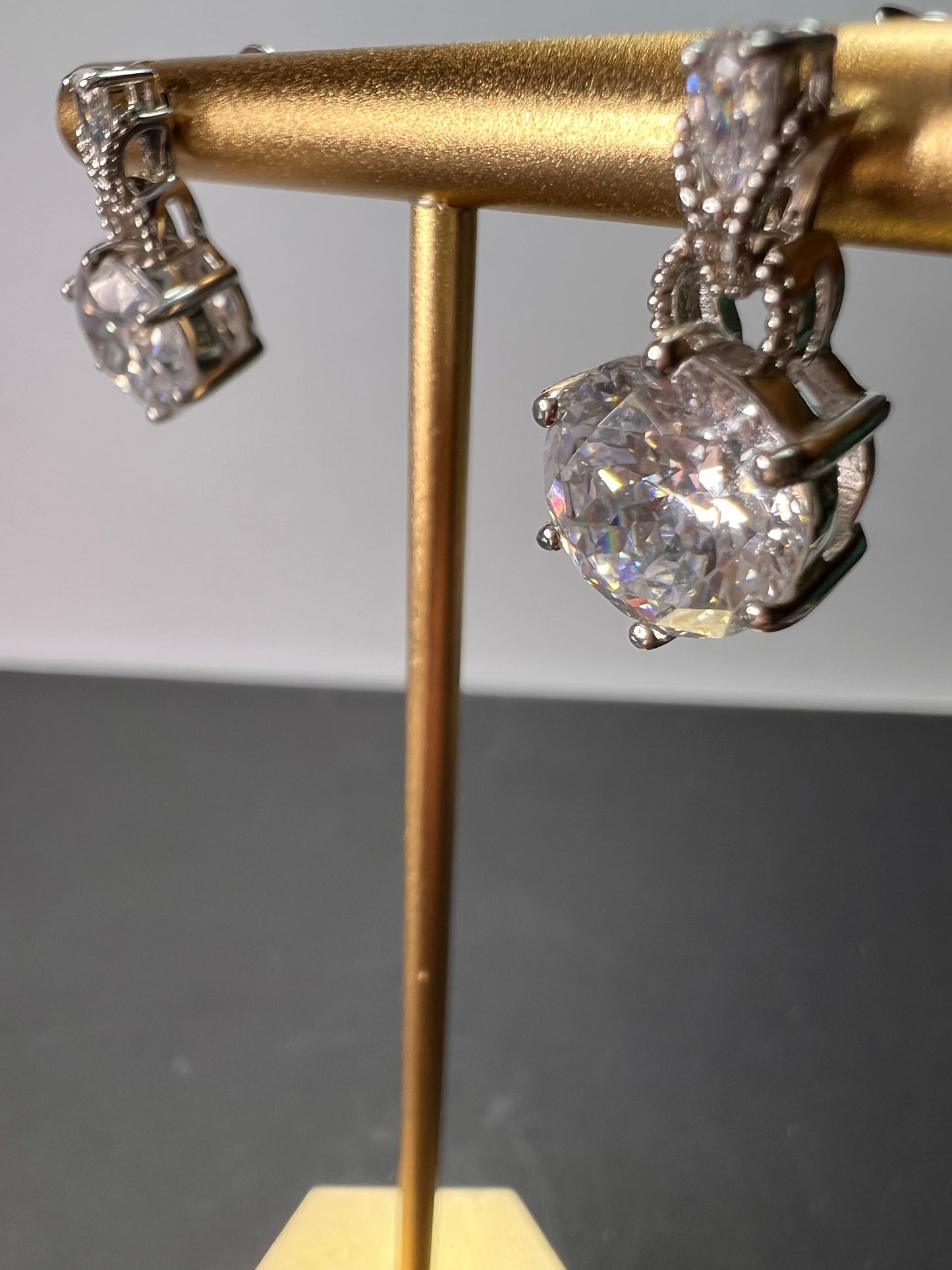 Cubic Zirconia Rhodium Over Sterling Silver Earrings 10.16ctw *NEW*