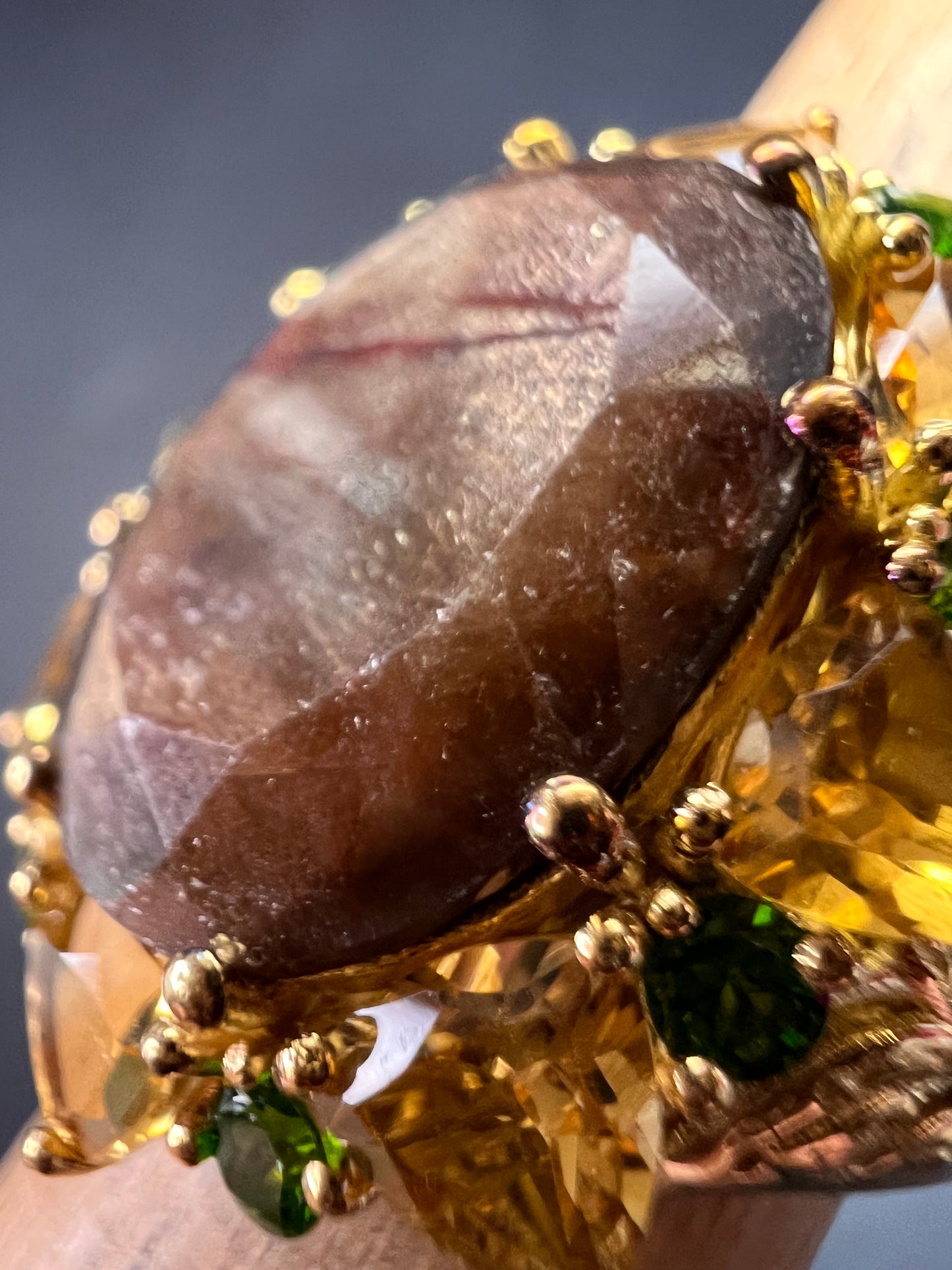 NEW chocolate sapphire multi gem cocktail ring in vermeil size 7