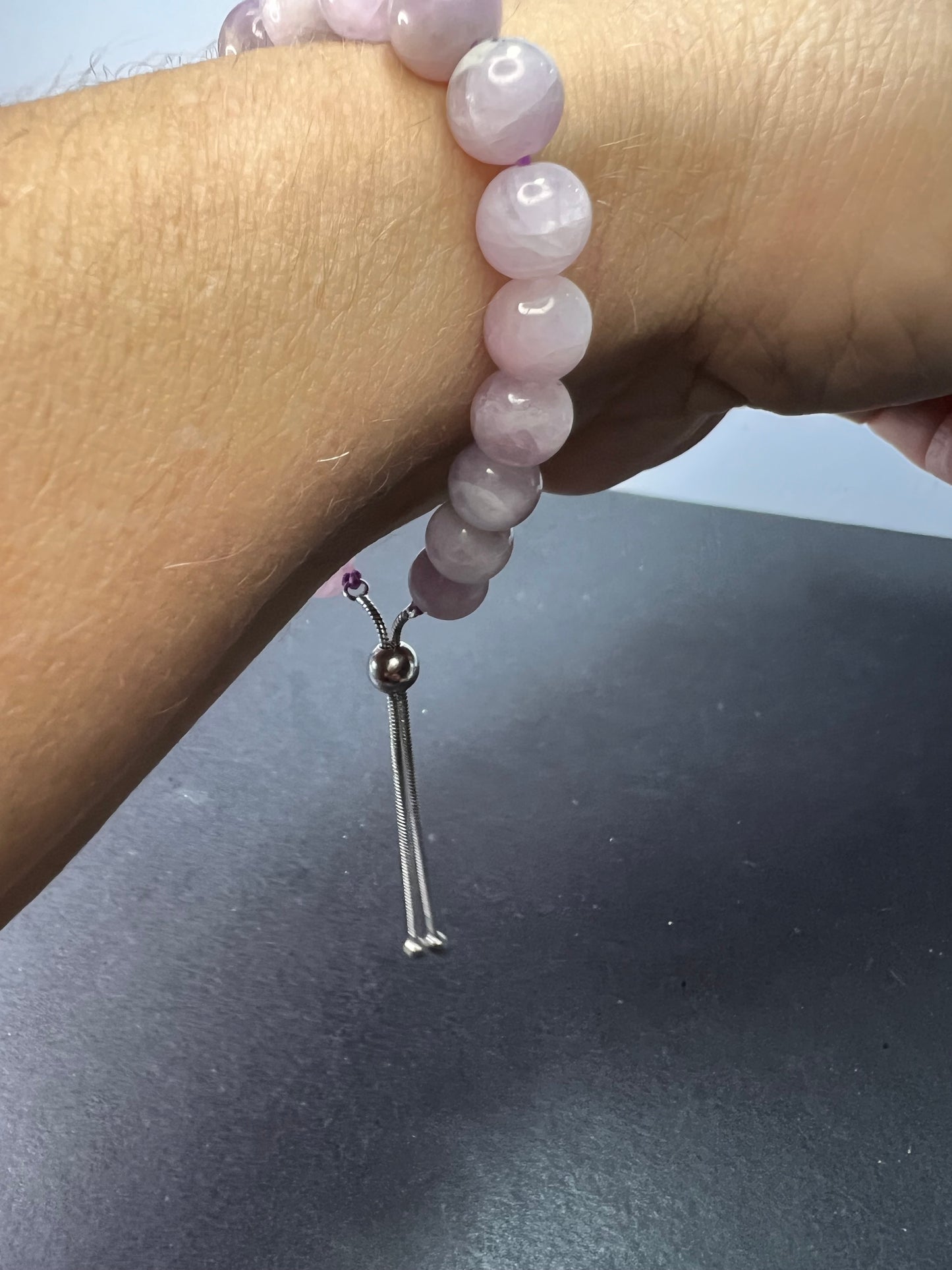 Kunzite Sterling silver bolo bracelet