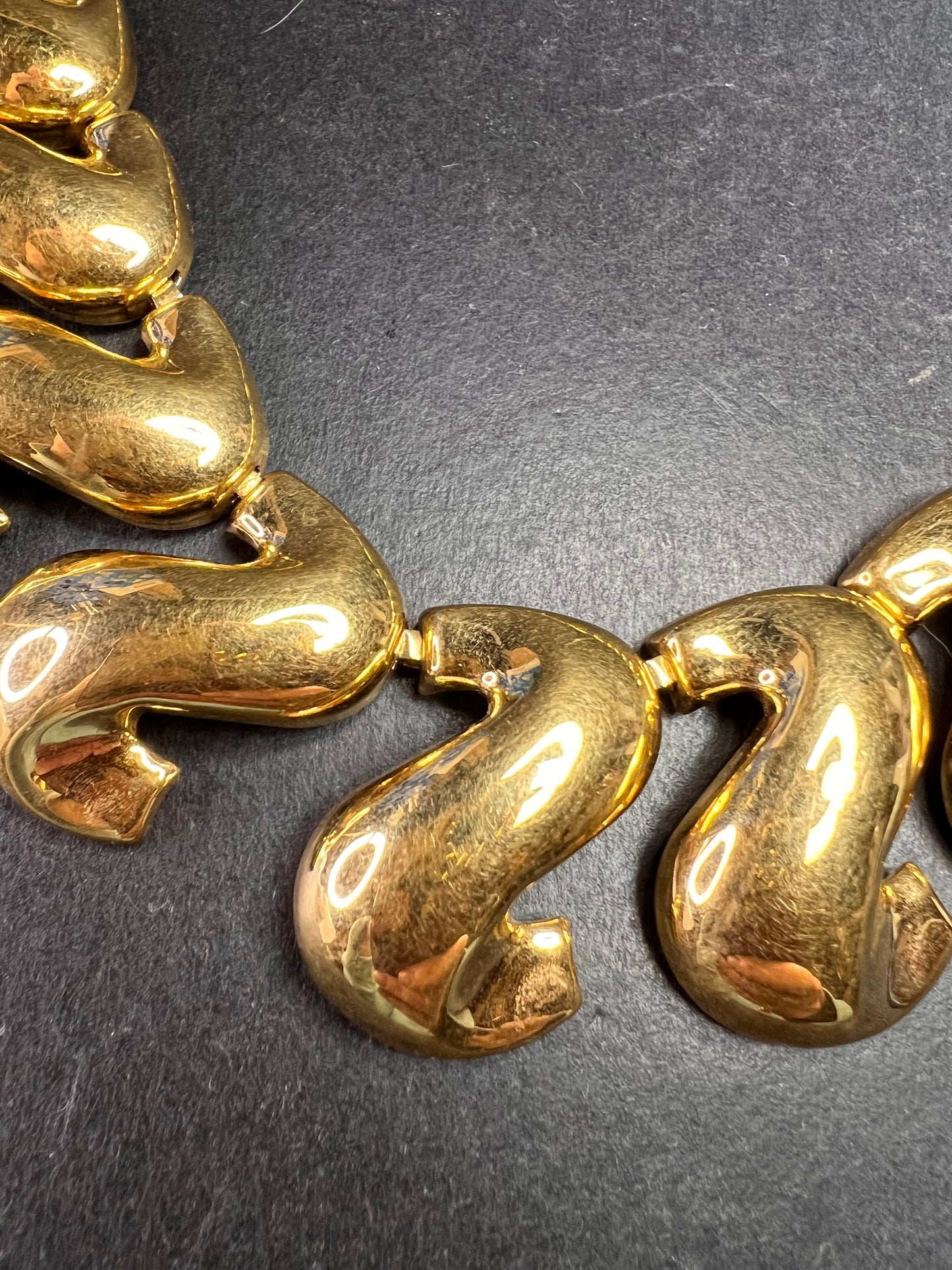 Vintage MCM Napier Gold-Tone Sculptural S-Link Statement Necklace, Signed