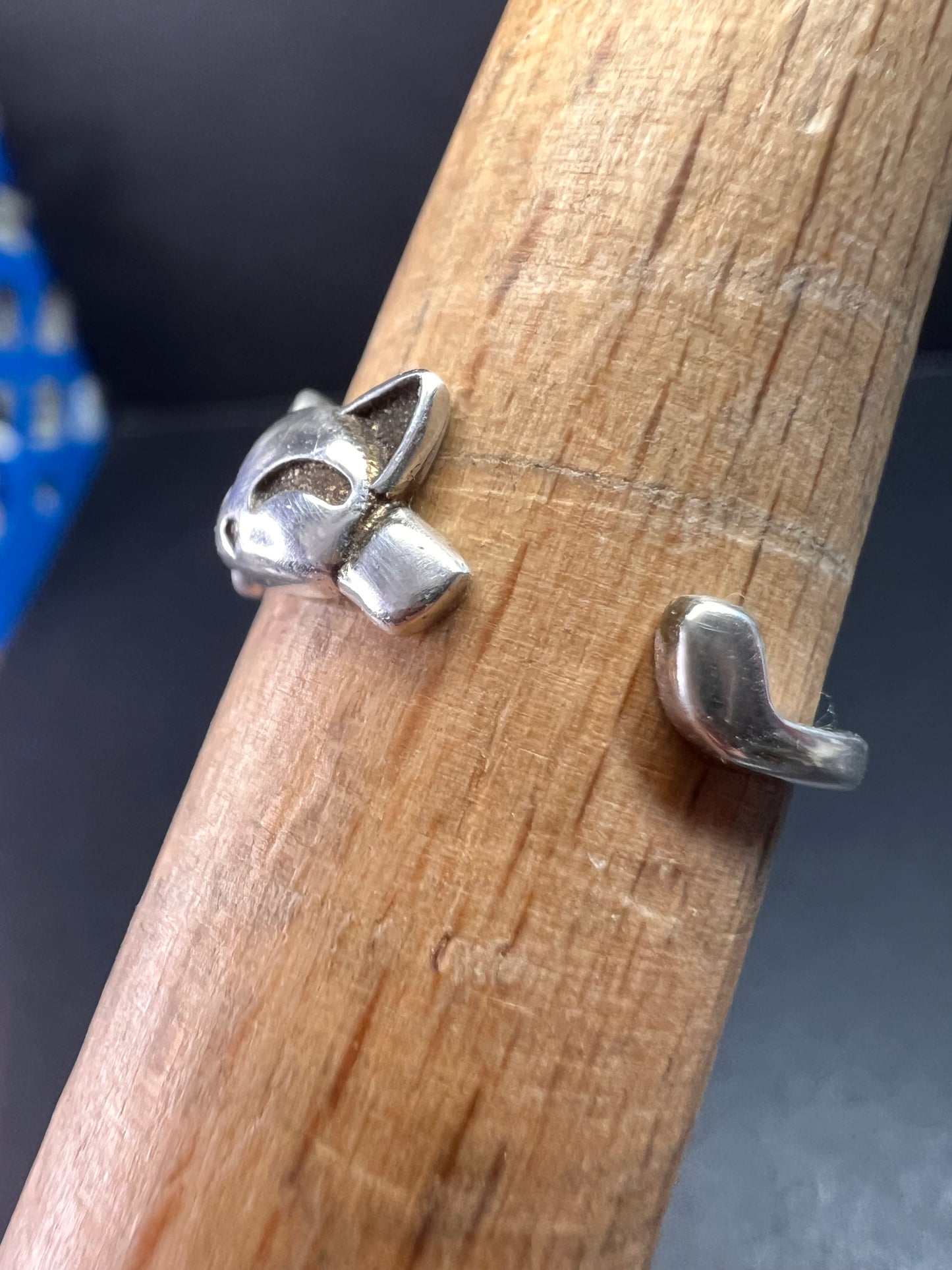 Vintage Sterling Silver Adjustable Cat Ring – Size 7