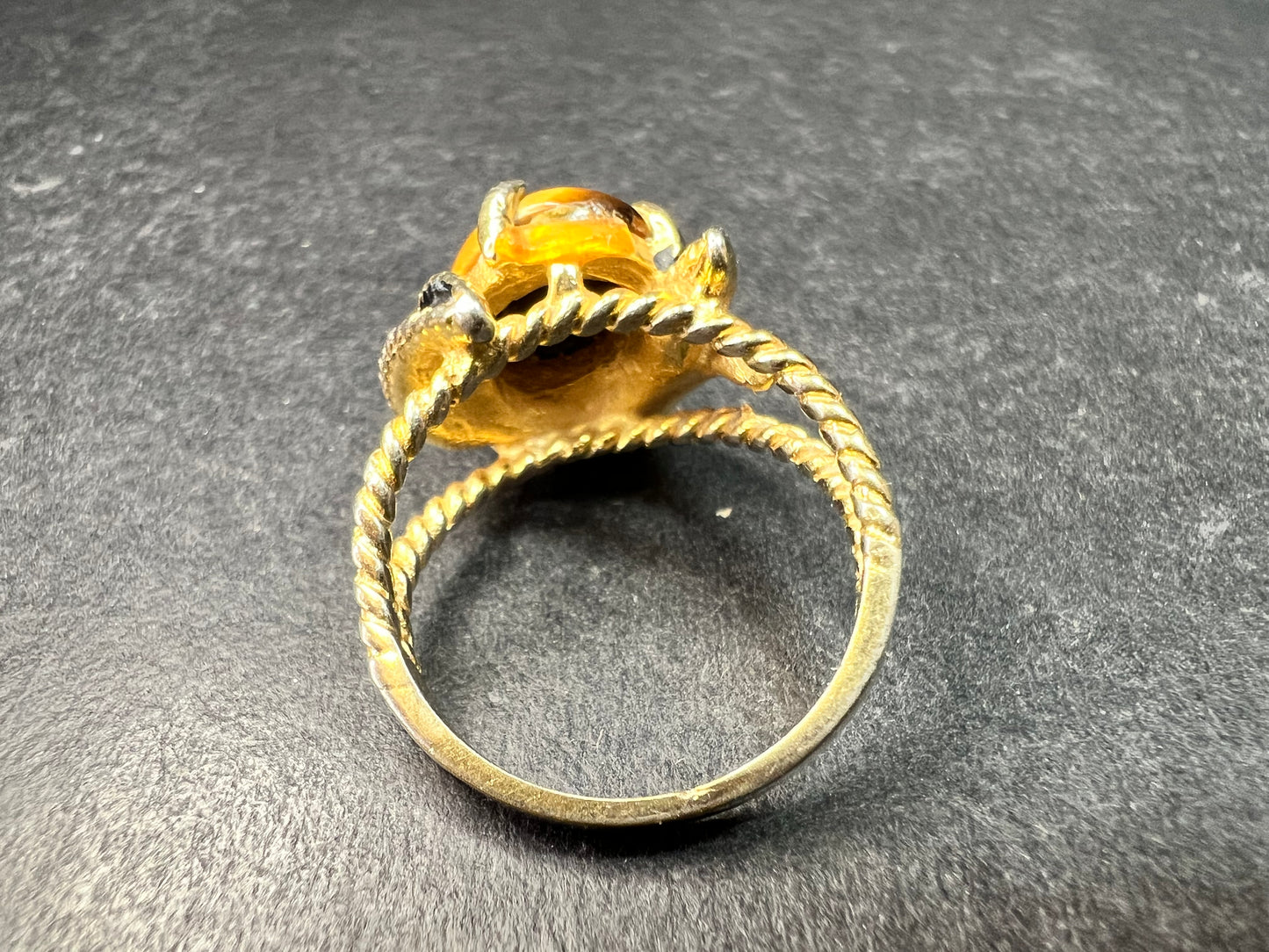 Vintage Espo Tiger’s Eye Ring Size 7.5 18K HGF Gold Filled Statement