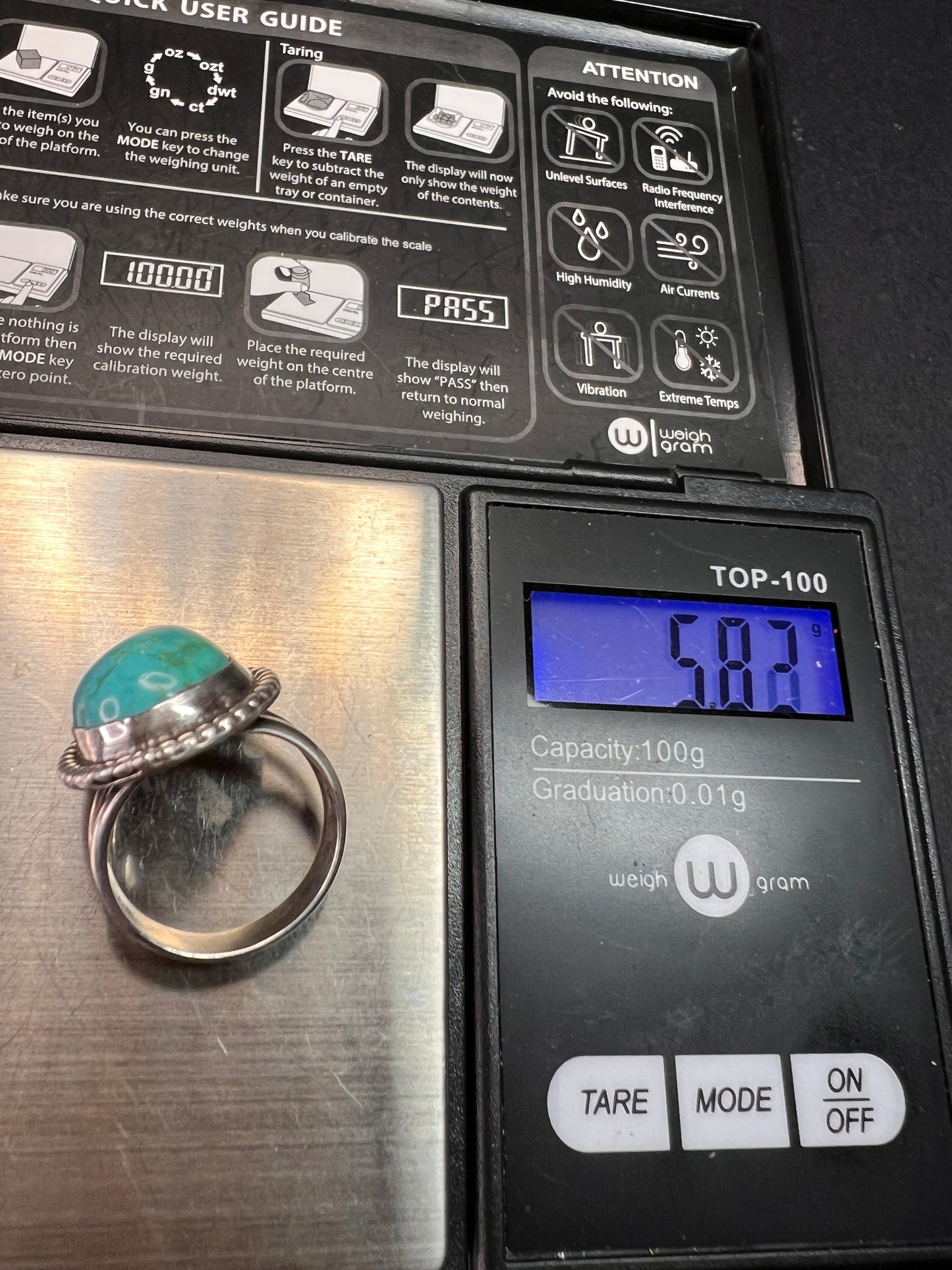 Vintage Handmade Sterling Silver Turquoise Ring – Size 6 – Southwestern Artisan Jewelry