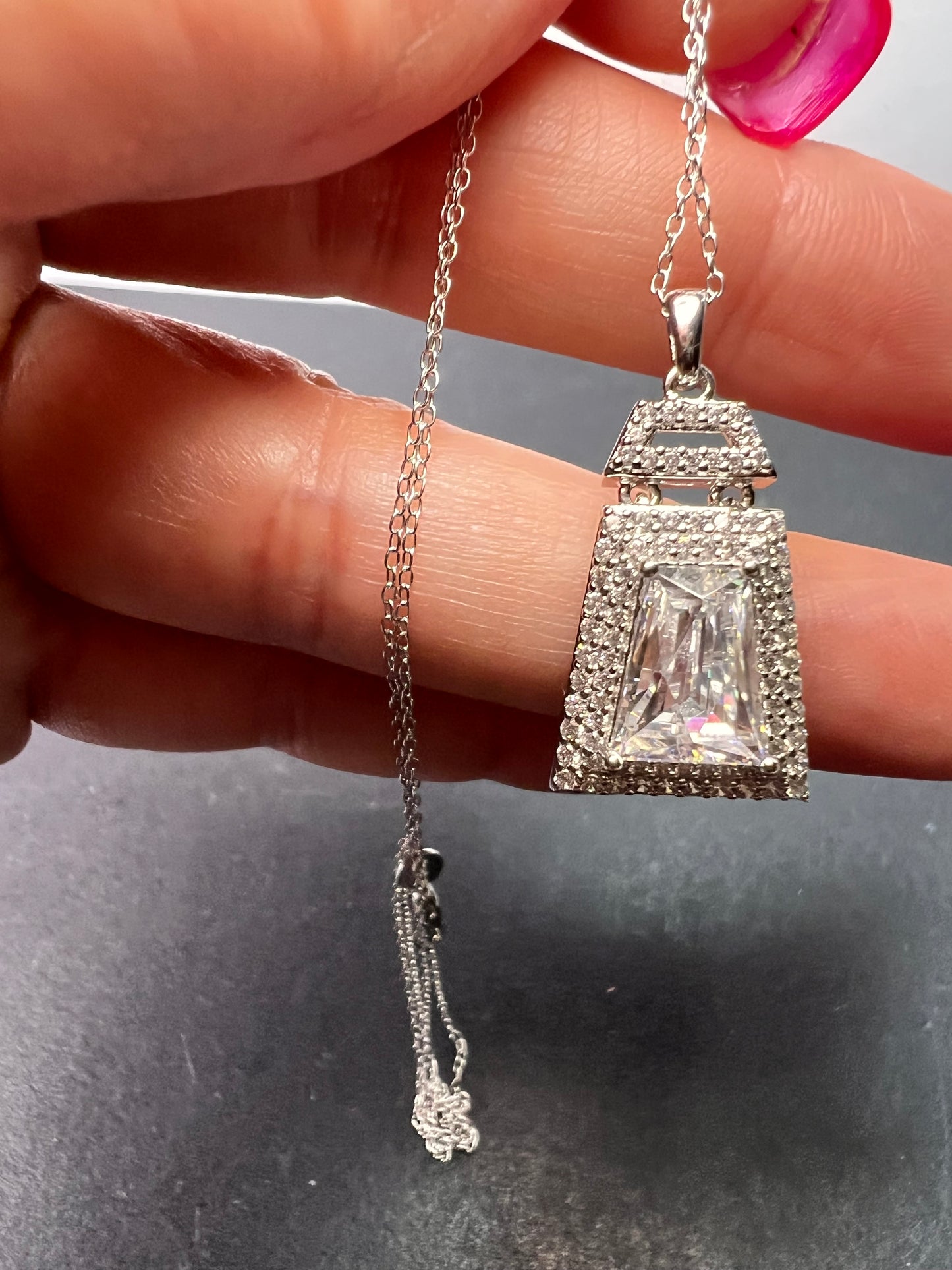 Tycoon CZ sterling silver pendant and chain necklace