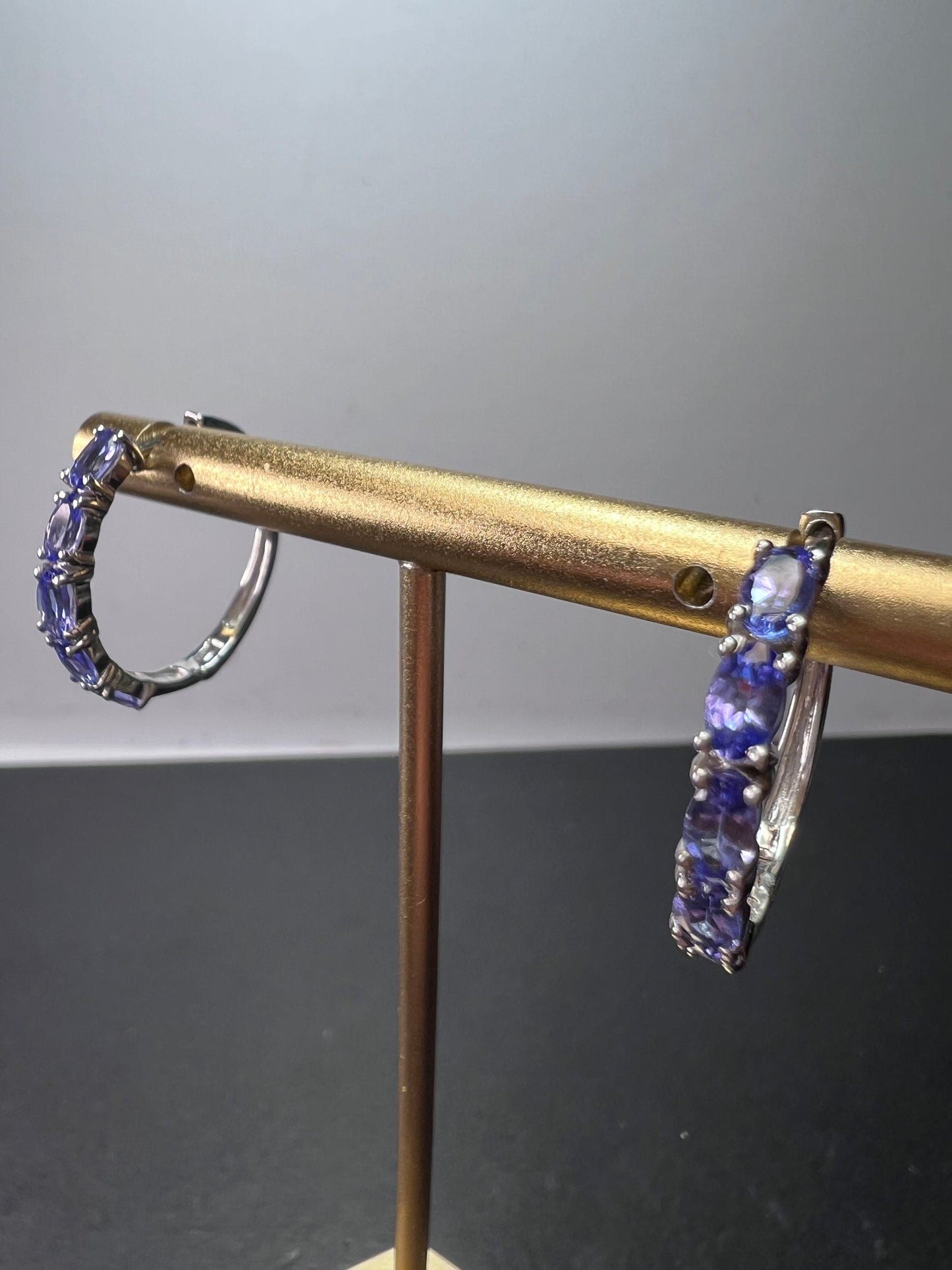 Tanzanite Hoop Earrings in Platinum Over Sterling Silver 2.35 ctw