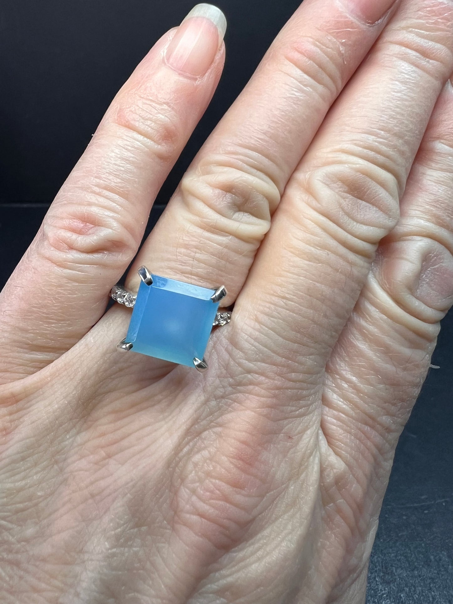 NEW with tag blue chalcedony sterling silver ring size 7