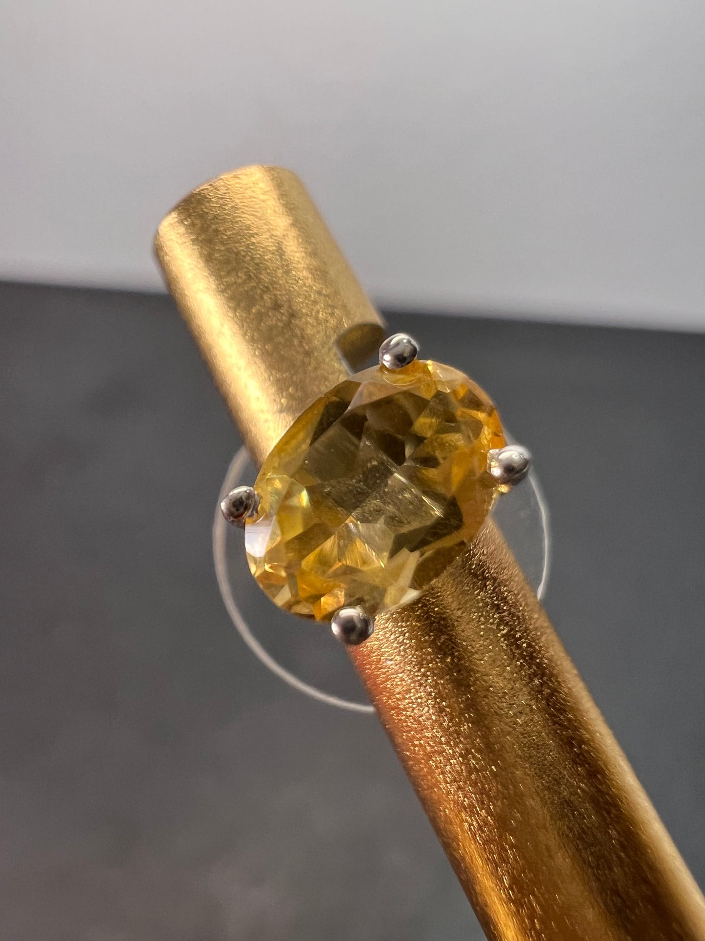 Brazilian citrine platinum over sterling silver solitaire stud earrings *NEW*