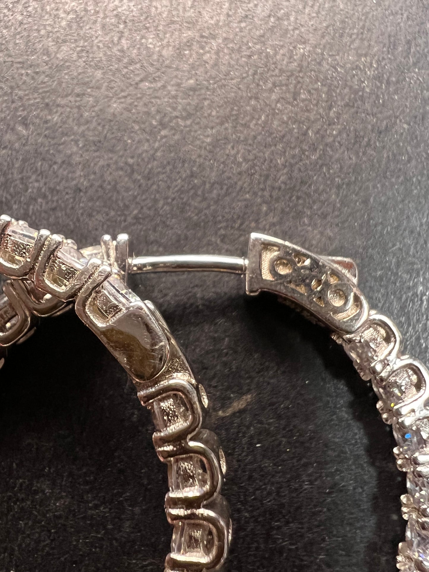 CZ inside out hoop earrings in sterling silver