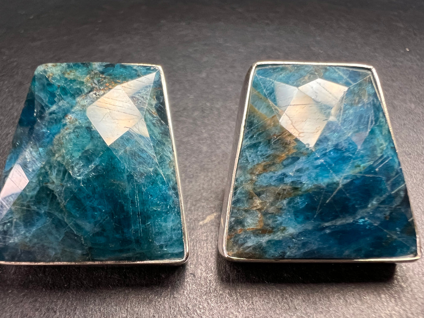 NEW Jay King blue apatite geometric sterling silver earrings
