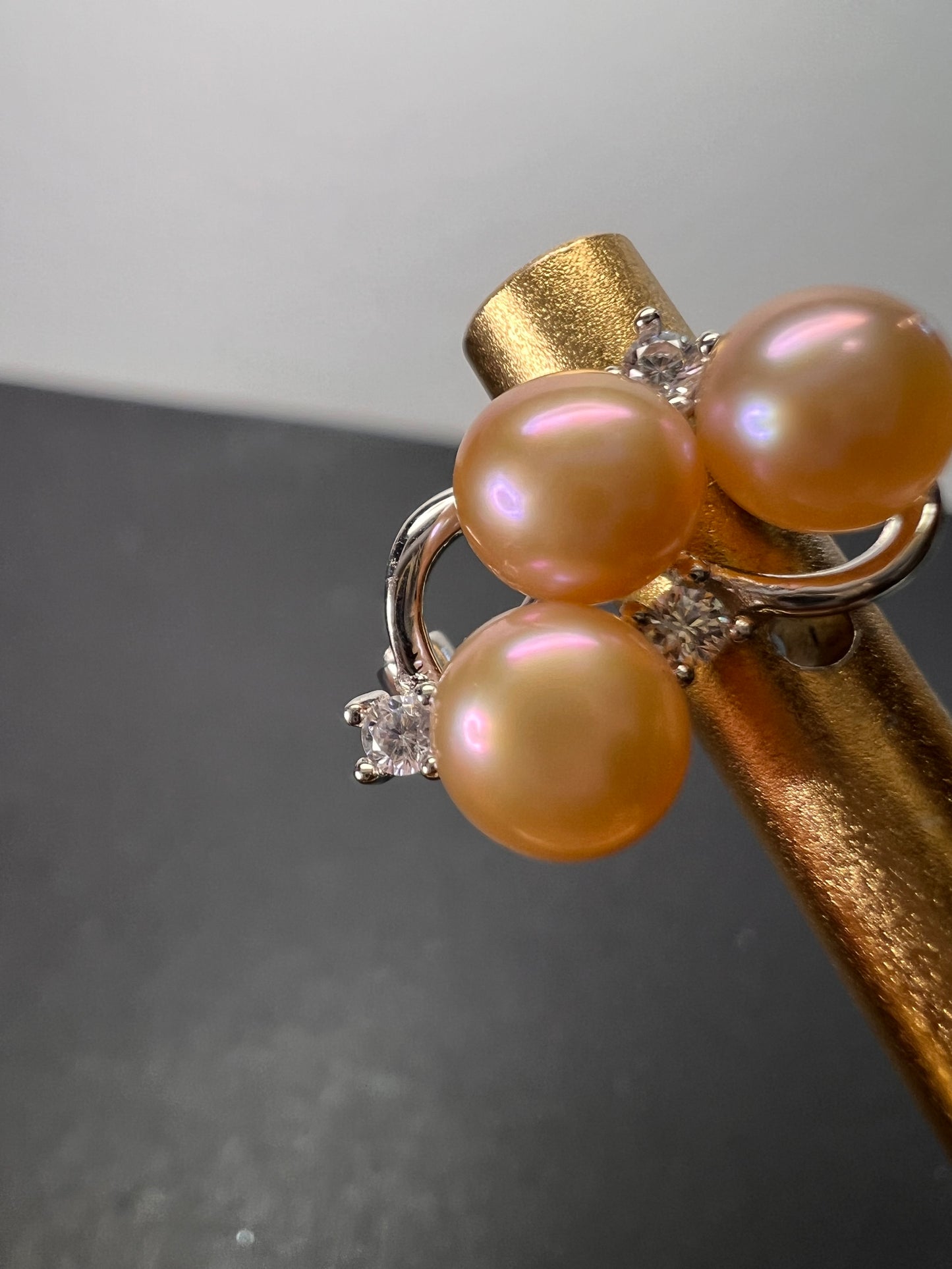 Pink Cultured Freshwater Pearl and White Cubic Zirconia Rhodium Over Sterling Silver Earrings